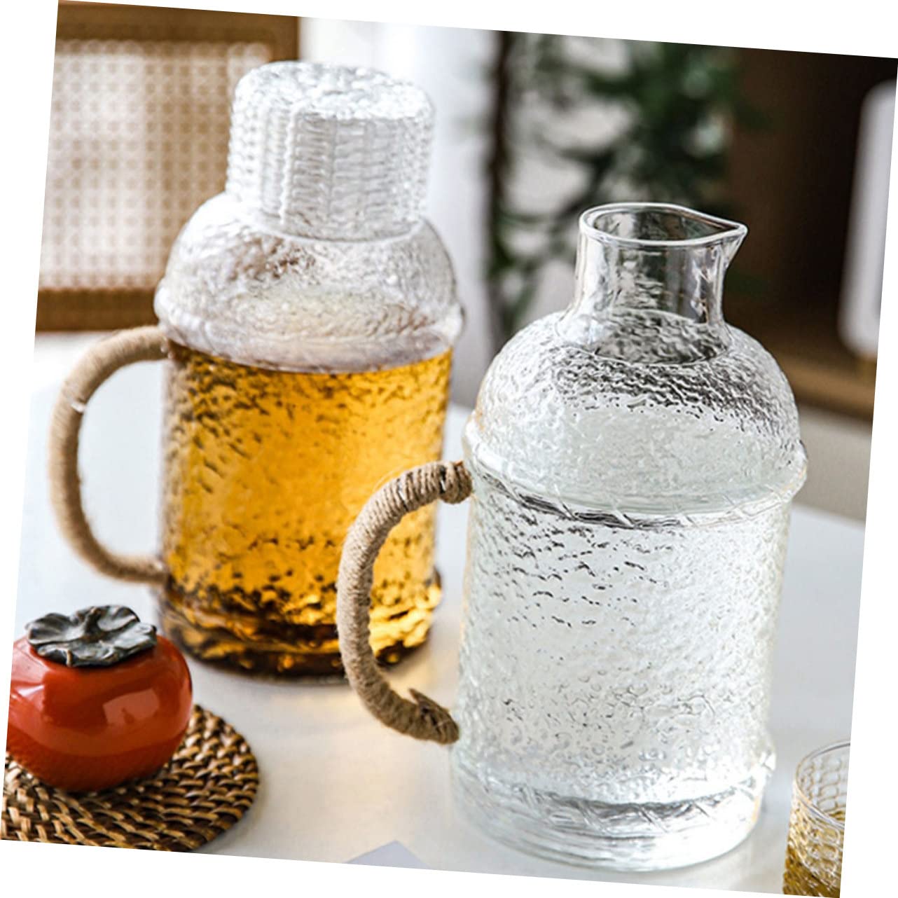 Jarra de Agua de Vidrio Diseño Antideslizante y Vertido Cómodo Capacidad de 2l Adecuado para Fiestas y Reuniones en Casa