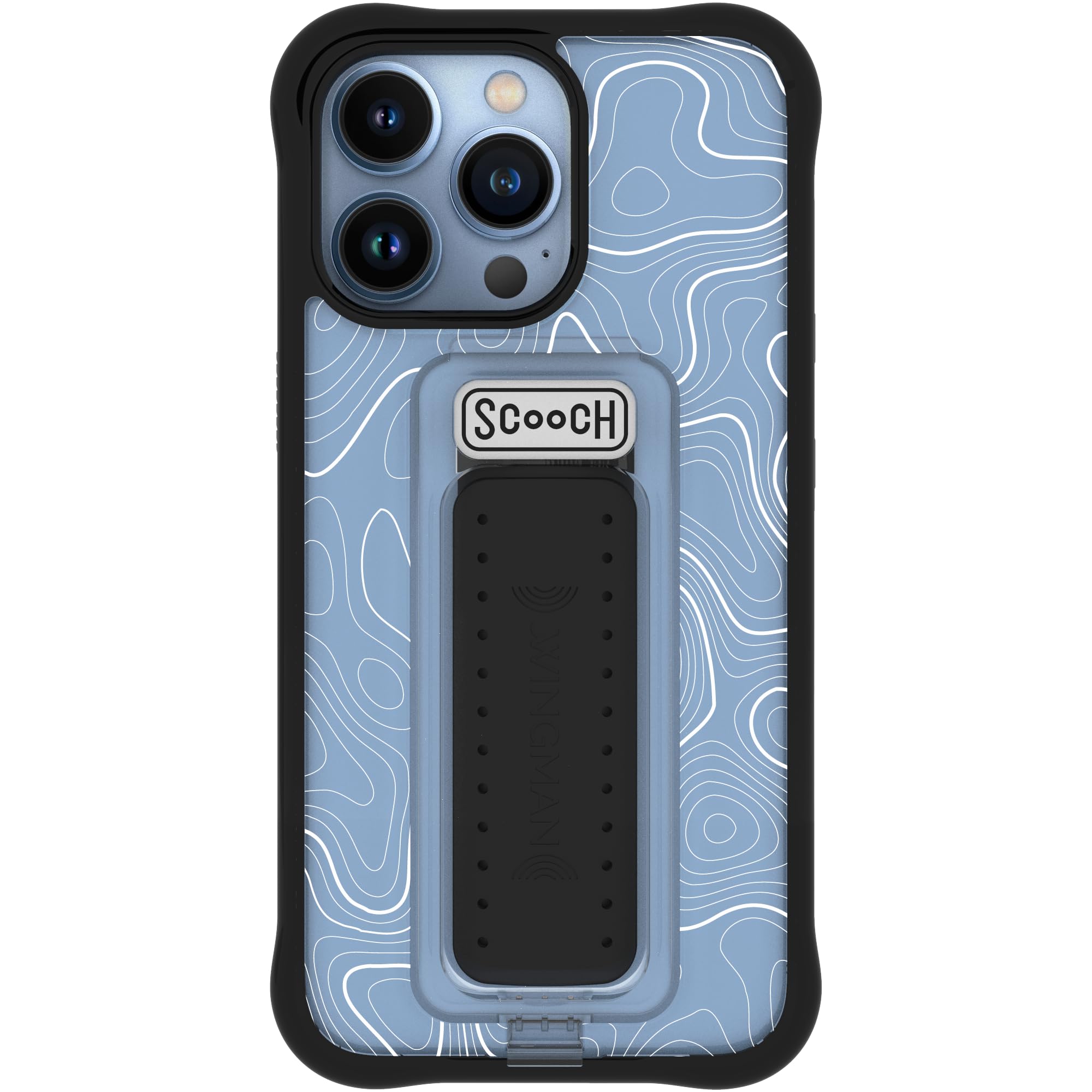 Scooch® for iPhone 13 Pro Case with Stand, Wingman 5-in-1 Kickstand Case, 10-Foot Drop Protection, Pop-Out Kickstand, Phone Grip, Car Mount,