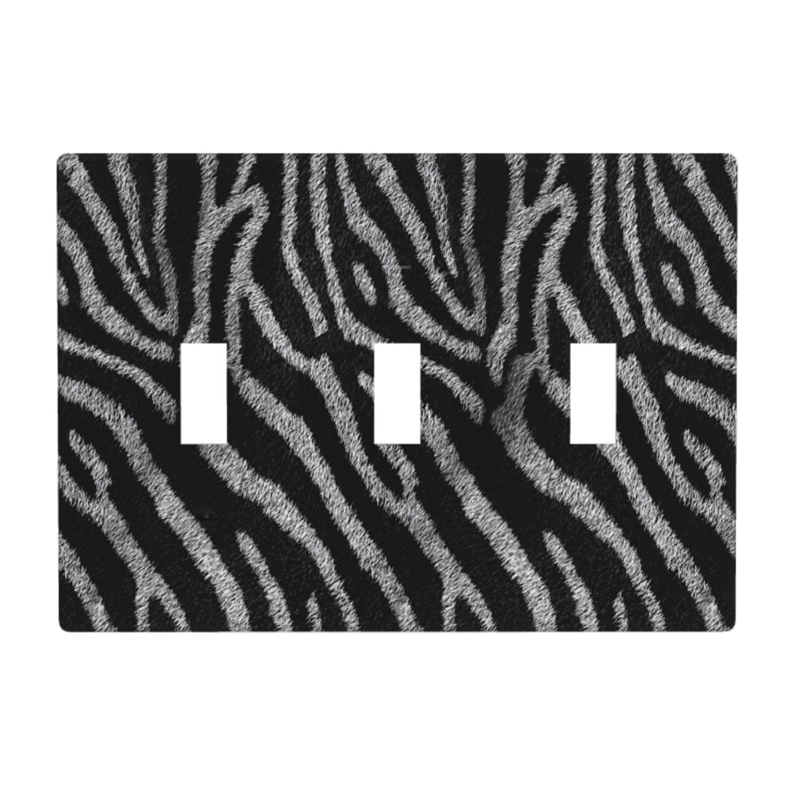 Woshuwo White Zebra Pattern Black And Stripe Light Switch Covers 3 Gang Triple Toggle Wall Plate Switchplate Electrical Faceplate For Bathroom Kitchen Bedroom Decor