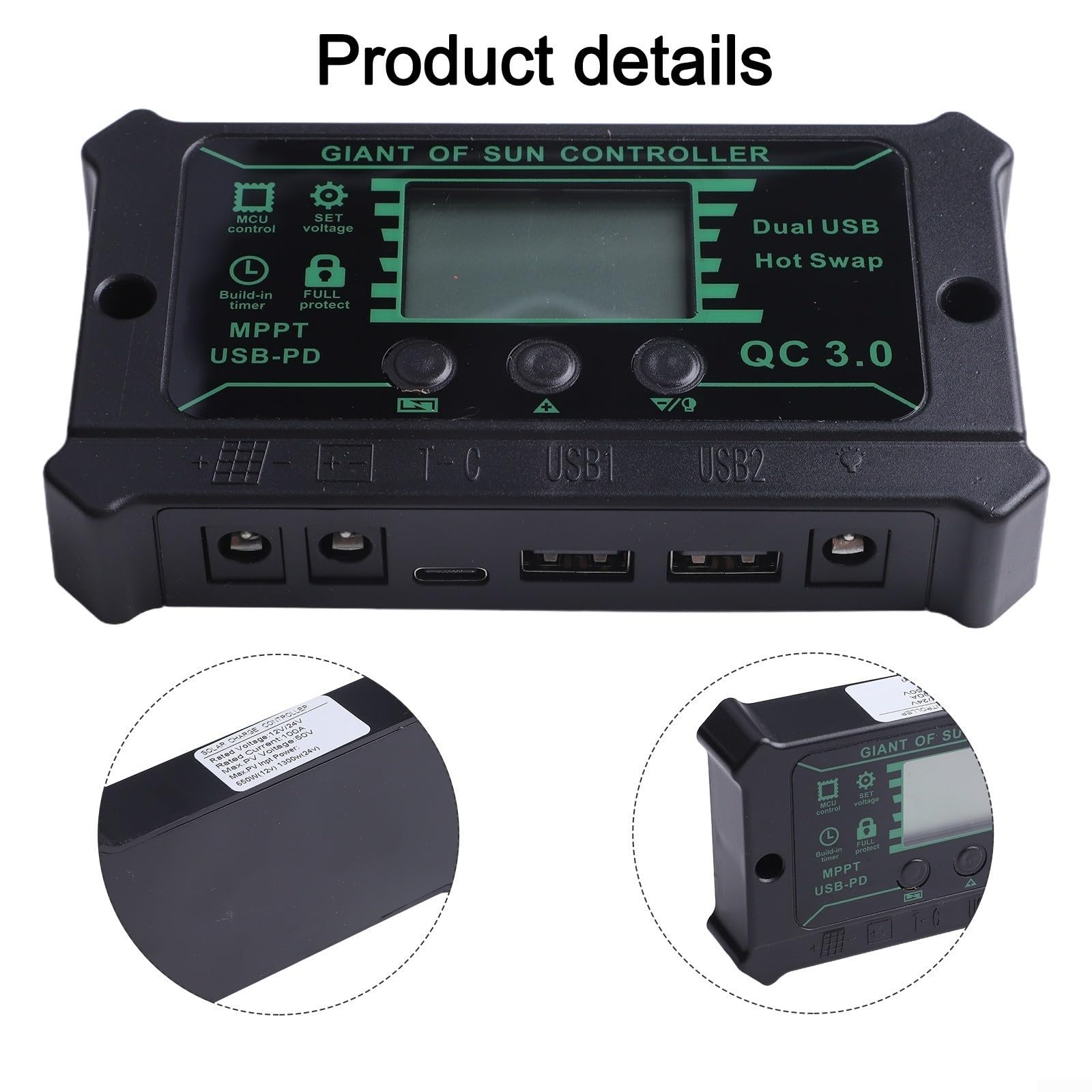 600W Solarpanel Kit, 18V Monokristallines Tragbares Solarladegerät mit Controller, Faltbares Wetterfestes Design für Wohnmobil/Wohnwagen/Camping, 100A Solaranlage