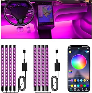 Winzwon Cadeau de Noël pour Homme Femme, LED Voiture Interieur, Accessoire Voiture Lampe, 16 Millions de Couleurs Car Accessories Contrôle APP(2)