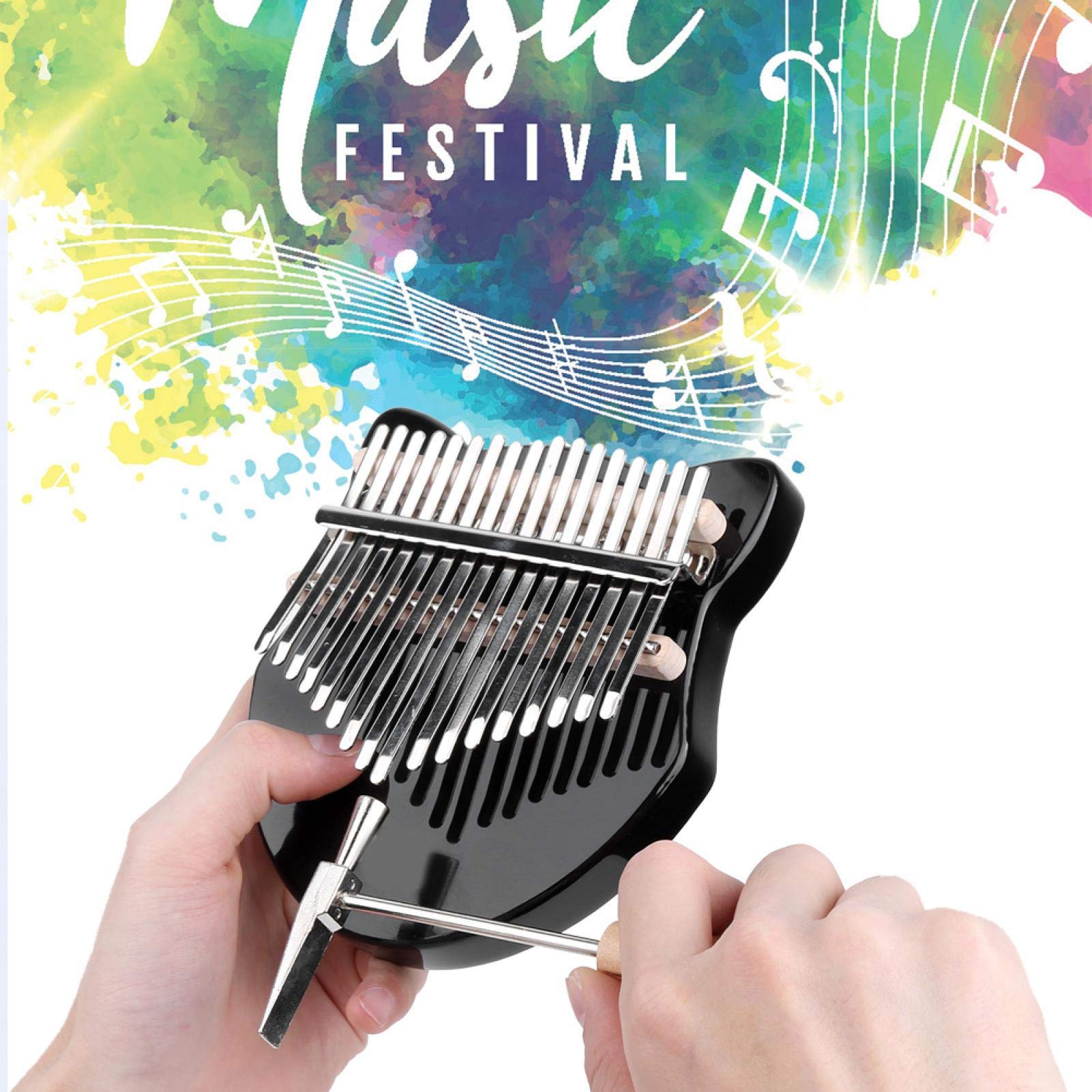 Kalimba Thumb Piano, Kalimba Crystal Fox Shape Thumb Piano Kit 17 Key Beginner Music Instrument with Bag for Decoration and Pratice (czarny) Instrument przyciskowy