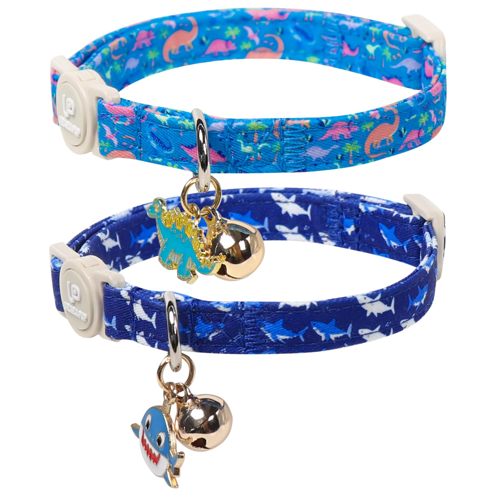 Collier pour chat anti-étranglement avec joli motif de requin et boucle sûre
