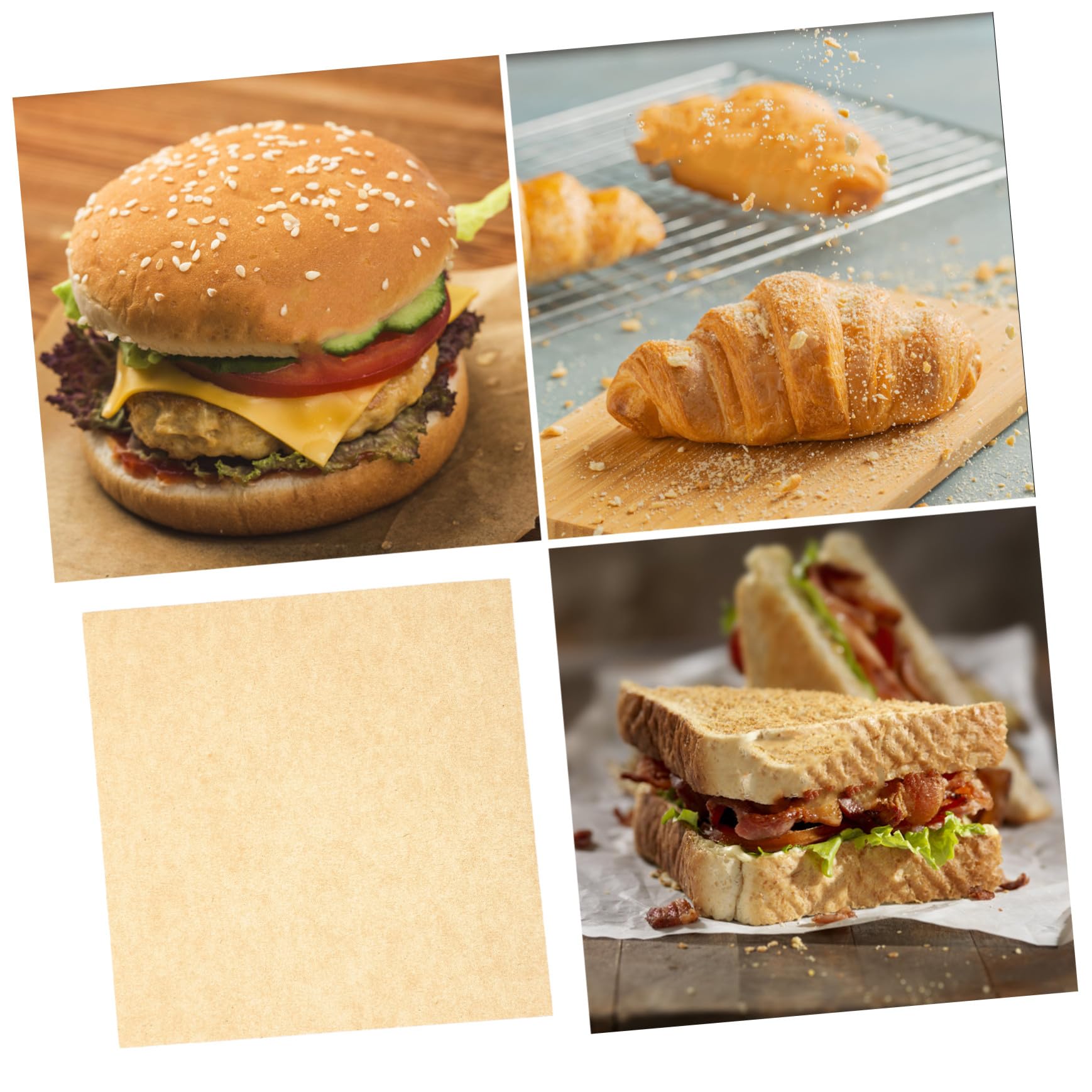 500 Blatt Fettbeständige Back und Frittierpapier Zuschnitte Lebensmittelechte Snack und Verpackungspapiere Einweg Backpapier für Pizza Sandwich und Catering