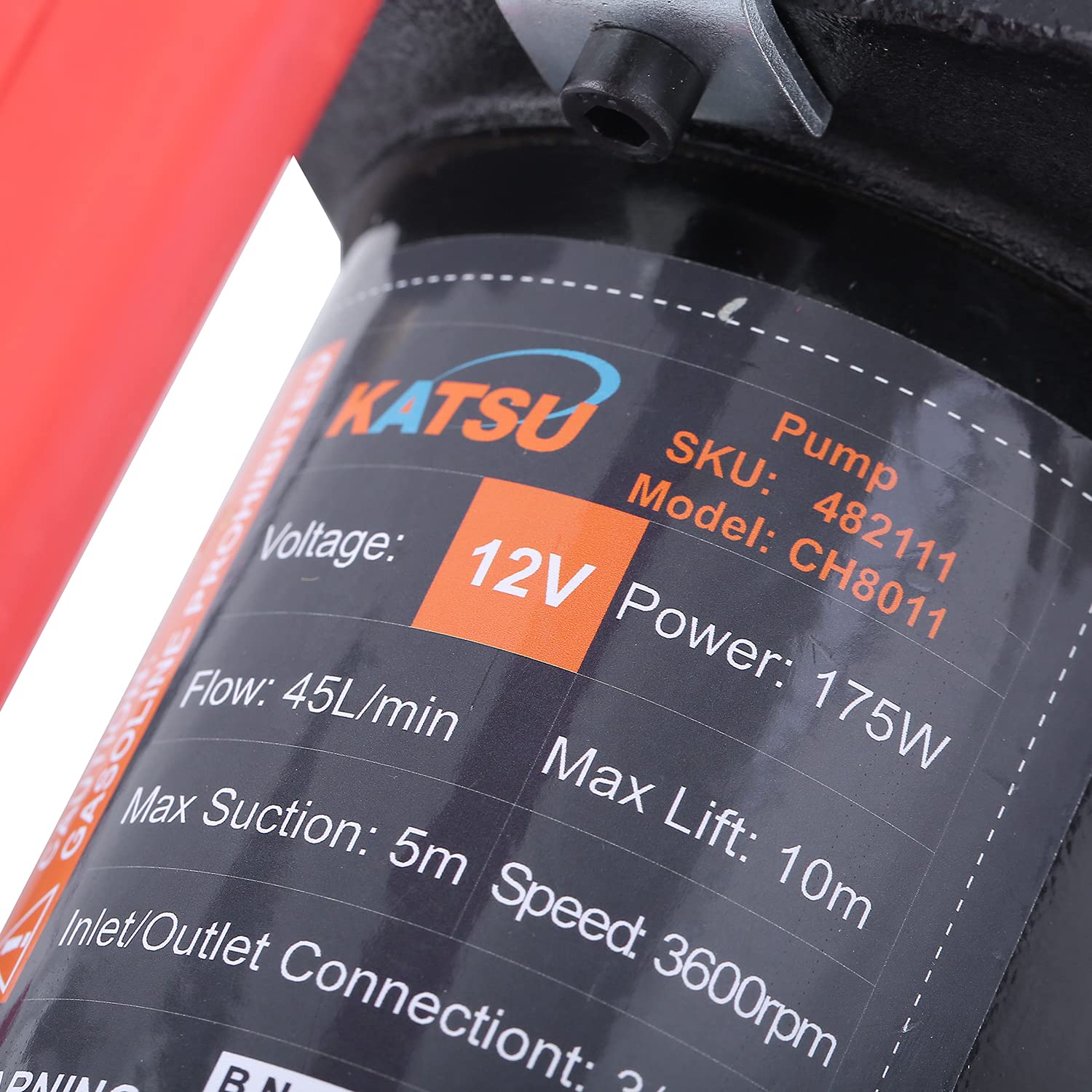 KATSU Bomba de Transferencia Diésel, 175 Vatios, 12V DC, Autocebante, Portátil, Fueloil para Tractores Camiones Maquinaria de Construcción 482111
