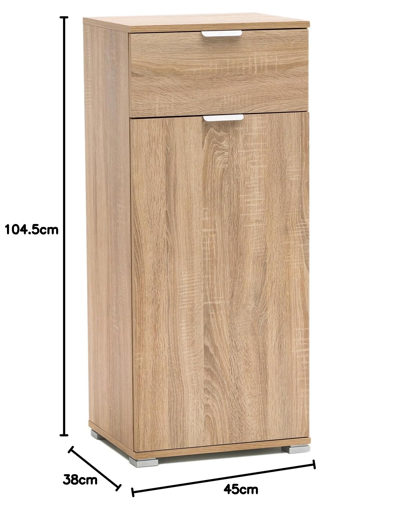 MeMi Me107RSN Armadietto anta con cassetto Gia' montato, Legno, Rovere Sonoma, 38x45x104.5 cm
