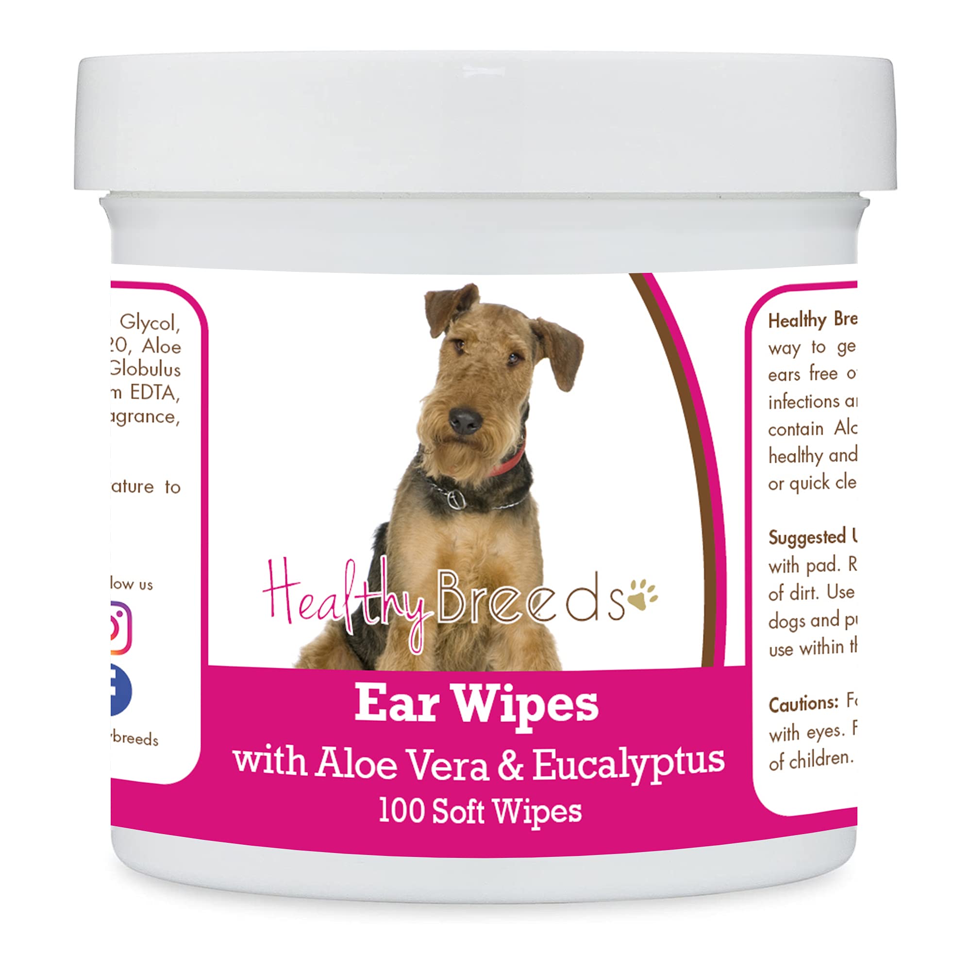 Healthy Breeds Airedale Terrier Ear Cleaning Wipes with Aloe &amp; Eucalyptus for Dogs 100 Count