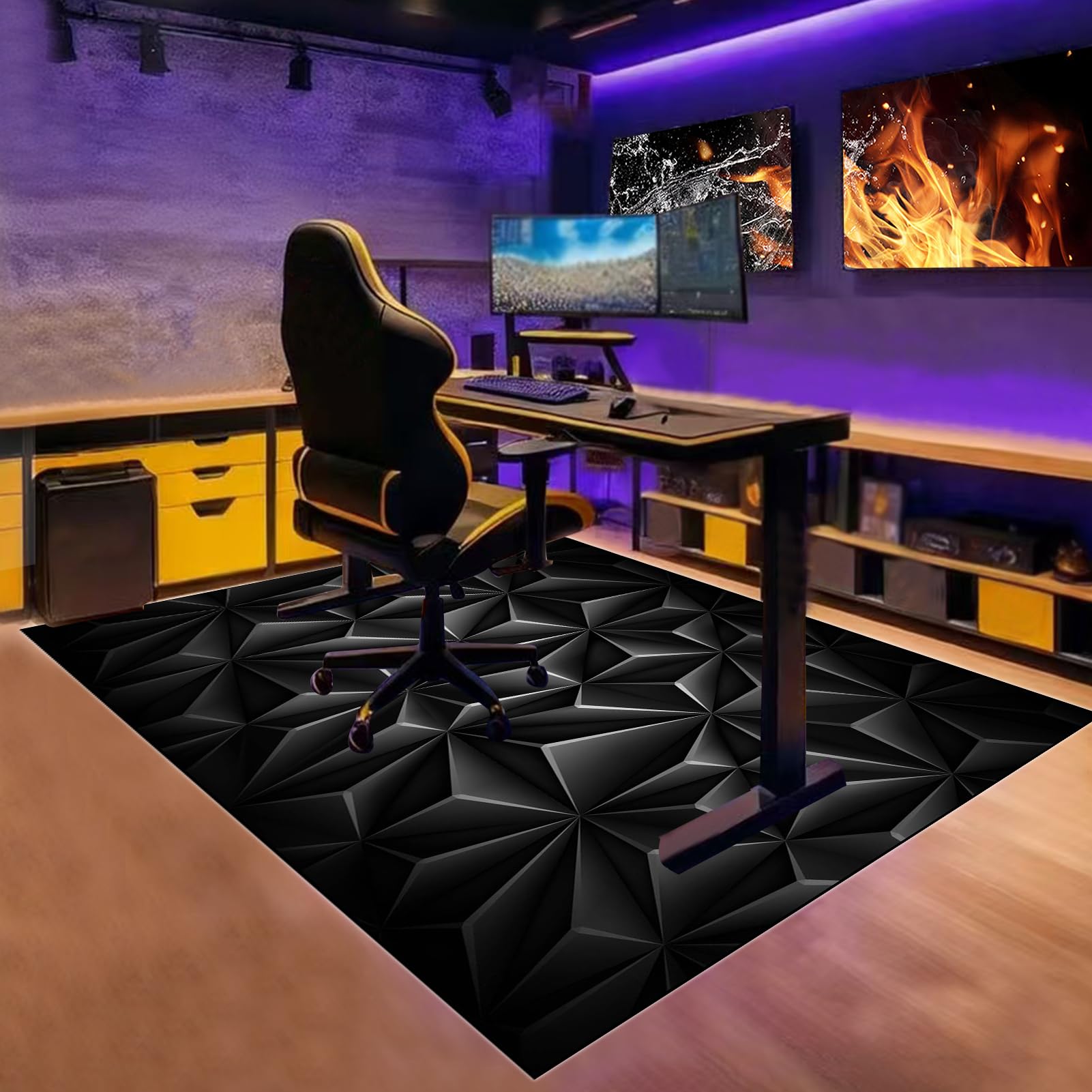 Tappeto Sedia Ufficio Gaming, Tappetino di Protezione, Tappeto di protezione del pavimento, Tappeto Salvapavimento Antiscivolo, Proteggi Moquette Multiuso Tappeto Protettivo Sotto sedia 70 x 100 cm