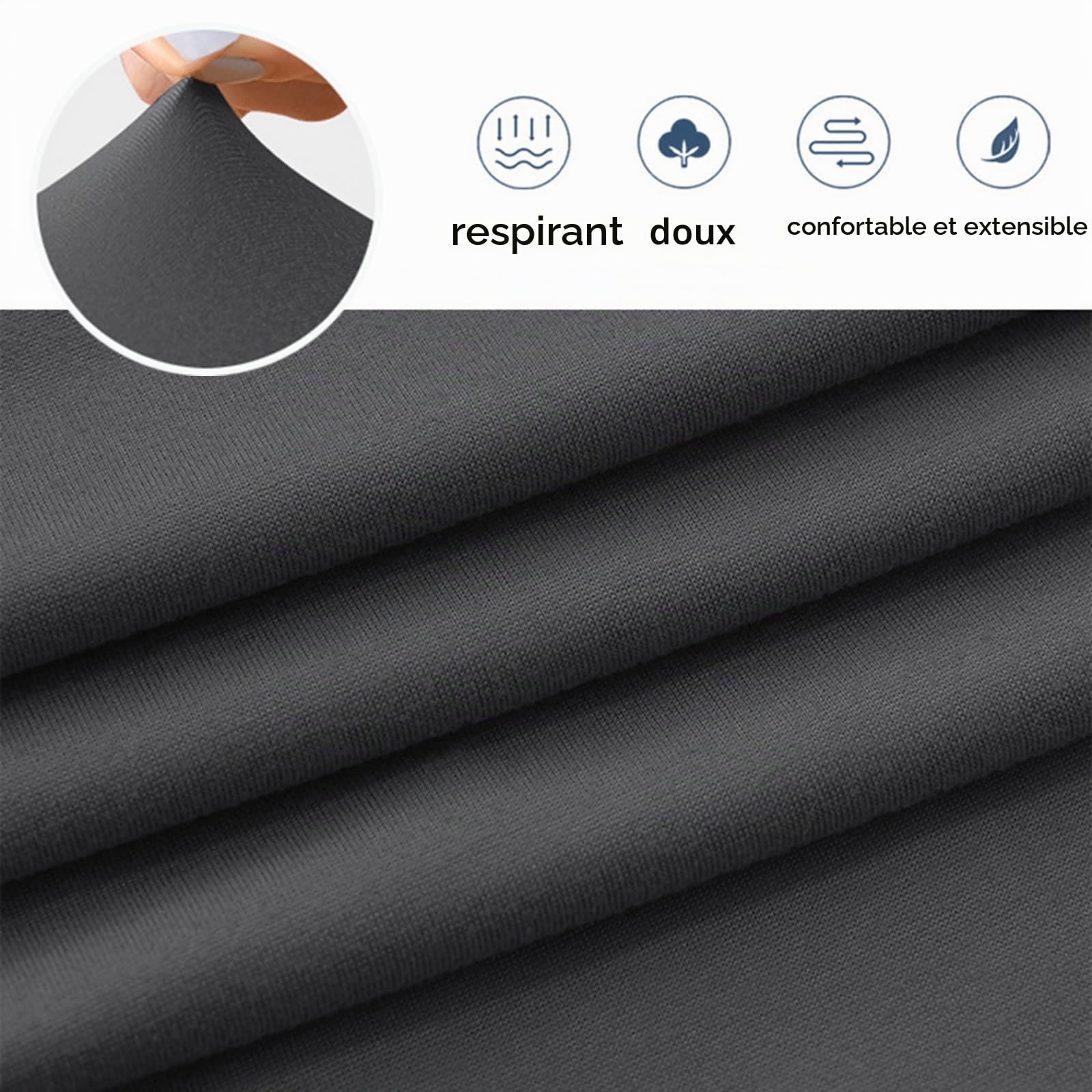 Housse De Chaise Protecteur De Chaise XL, Polyester, Gris, 6 Pièces, Antidérapante, Élastique, Lavable En Machine, Multifonctionnel