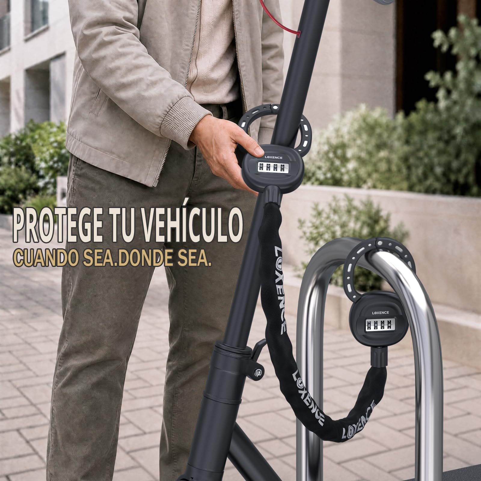 Candado Patinete Eléctrico, Esposas con Código de 4 Dígitos