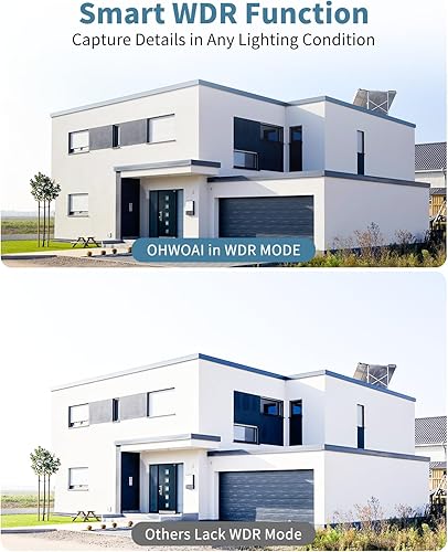 Vista 17 de OHWOAI 《Audio de 2 vías y seguimiento automático inteligente》Sistema de cámara de seguridad con cable para exteriores 4K, cámaras IP PTZ