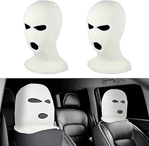 Funny Car Accessories 2Pcs Funny Car Headrest Cover White Front Seat