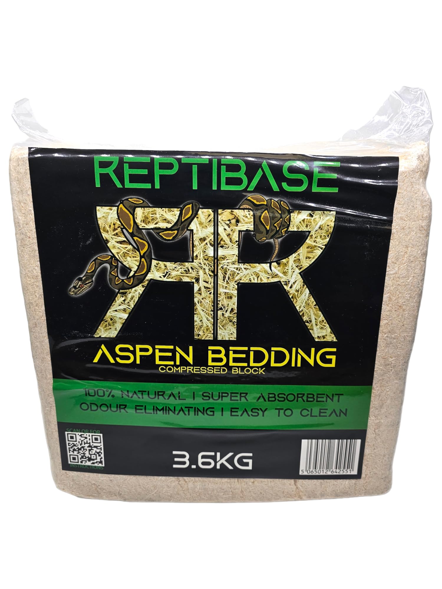 Retics & Reptiles Aspen Bedding ReptiBase | Literie super absorbante | 100 % naturelle | Facile à nettoyer | Élimination des odeurs | Convient pour reptiles, mammifères et amphibiens 60 litres (3,6 kg