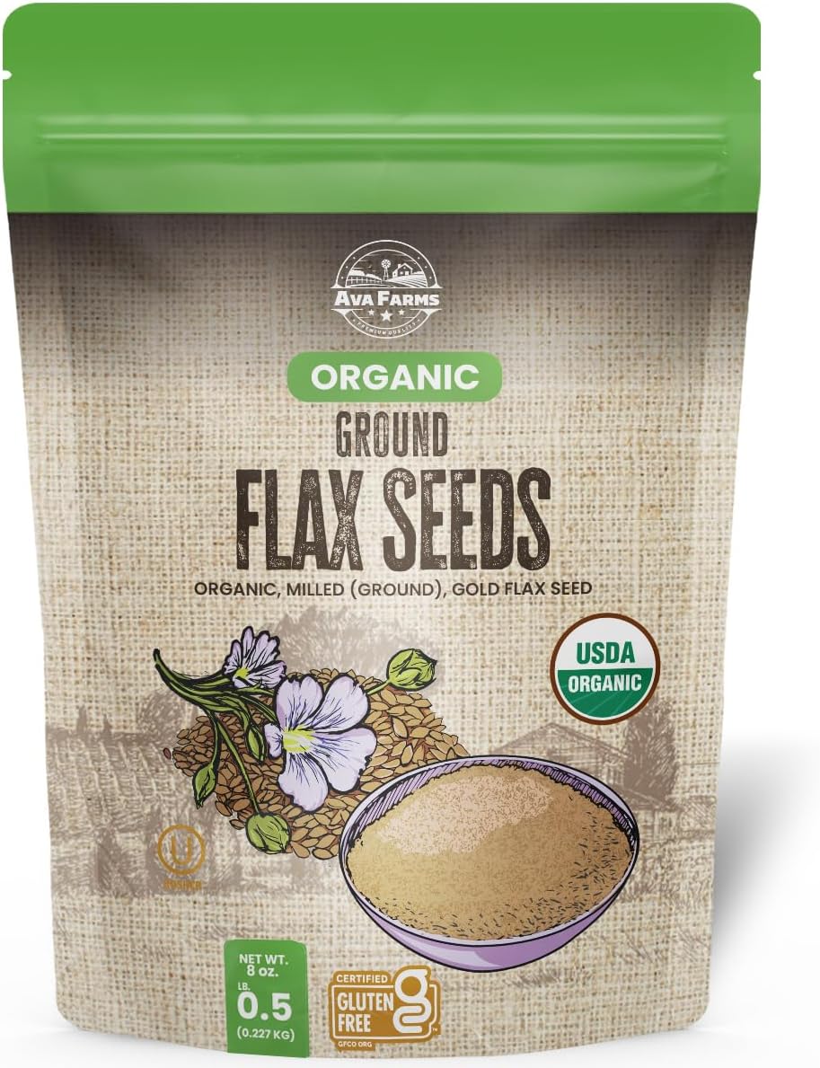 Ava Farms Ground Flax Seeds Organic 8oz Milled Flaxseed