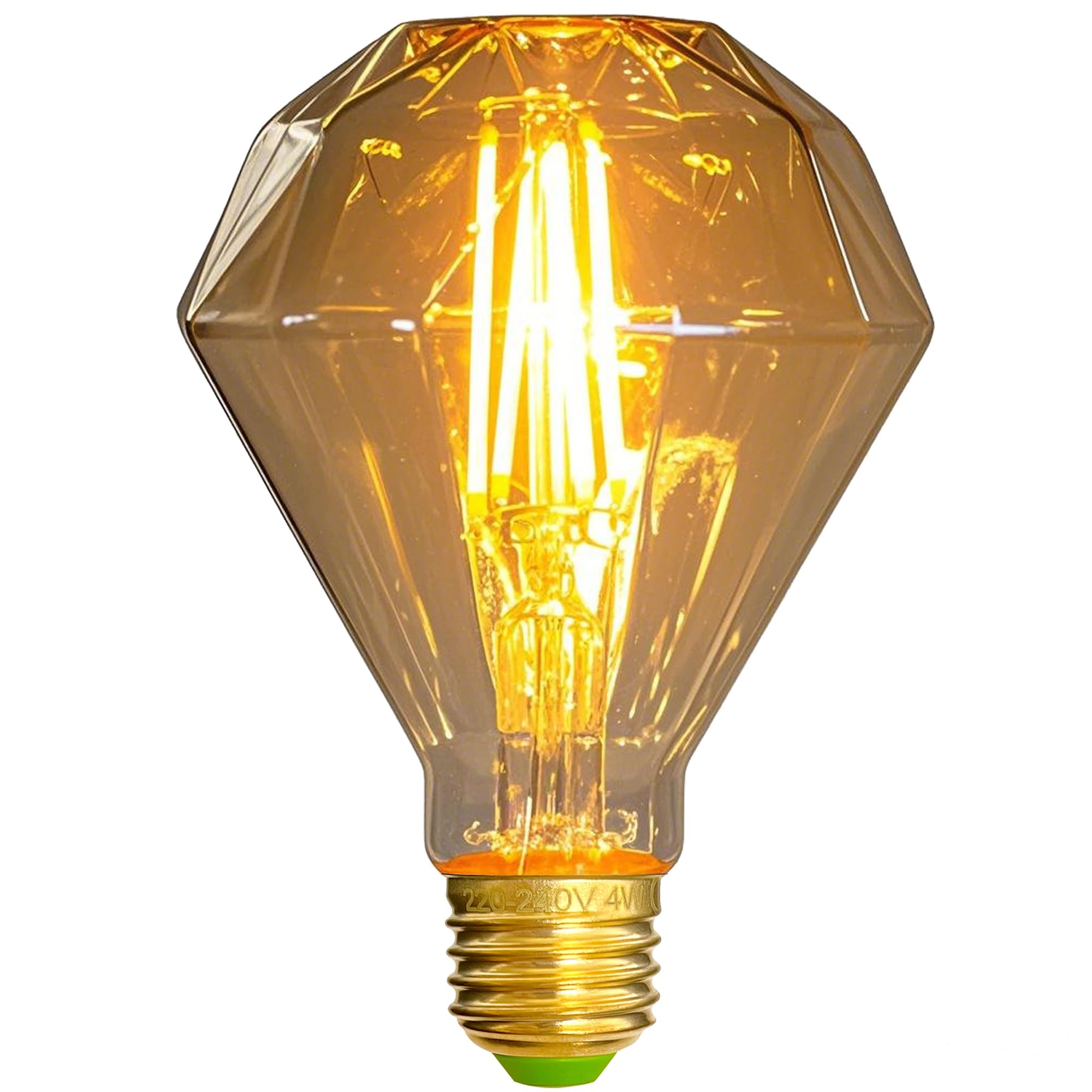 Tianfan Led Bulbs Vintage Light Bulb 4W Diamond Edison Bulb G95 220/240V E27 Specialty Decorative Light Bulb (Golden)