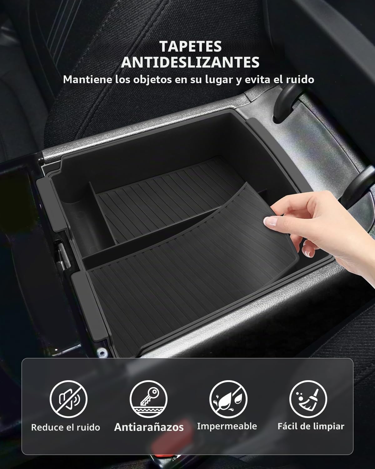 2Pcs Apoyabrazos Organizador para Hyundai Tucson NX4 2025 2026, Caja Almacenamiento Consola Central con Alfombrillas, Bandeja de Reposabrazos para Tucson NX4 (Transmisión Electrónico)