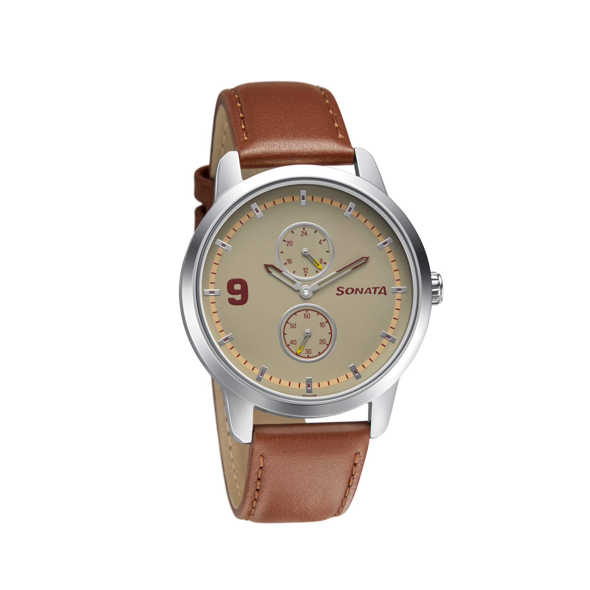 Sonata Quartz Analog Off White Dial Leather Strap Watch for Men-NP7139SL03 (B08J3THB6J) Amazon Price History, Amazon Price Tracker
