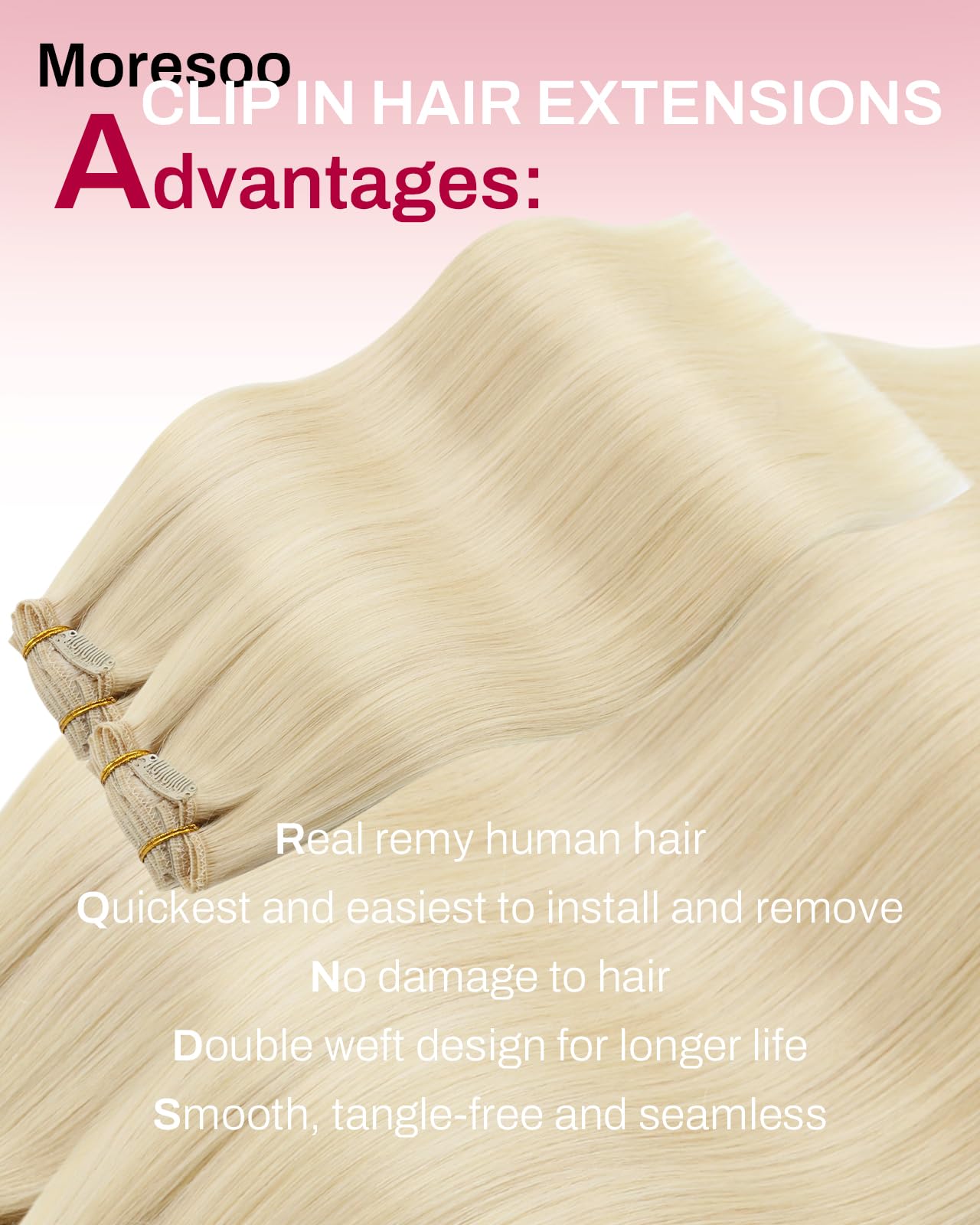 Moresoo Clip in Hair Extensions Real Human Hair Balayage Medium Brown and Blonde Real Hair Extensions Clip in Human Hair for Women Full Head 22 Inch 7pcs/120g #4/6/613 — view 95
