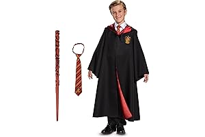 Official Wizarding World Deluxe Hermione Gryffindor Kids Costume Combo with Robe, Tie, and Wand
