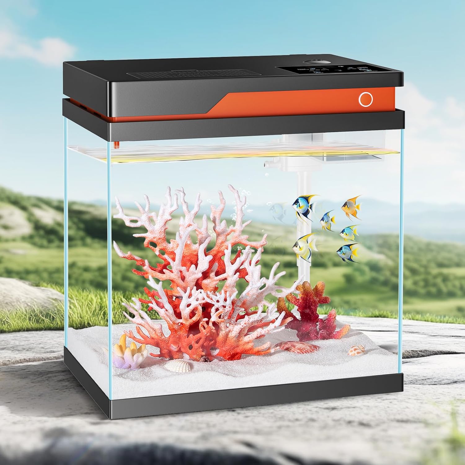 PONDON 4 Gallon Smart Fish Tank, Glass Betta Tank with Filter and Light, Beta Fish Aquarium Startar Kit with Automatic Feeder PONDON 4 Gallon Smart Fish Tank, Glass Betta Tank with Filter and Light, Beta Fish Aquarium Startar Kit with Automatic Feeder