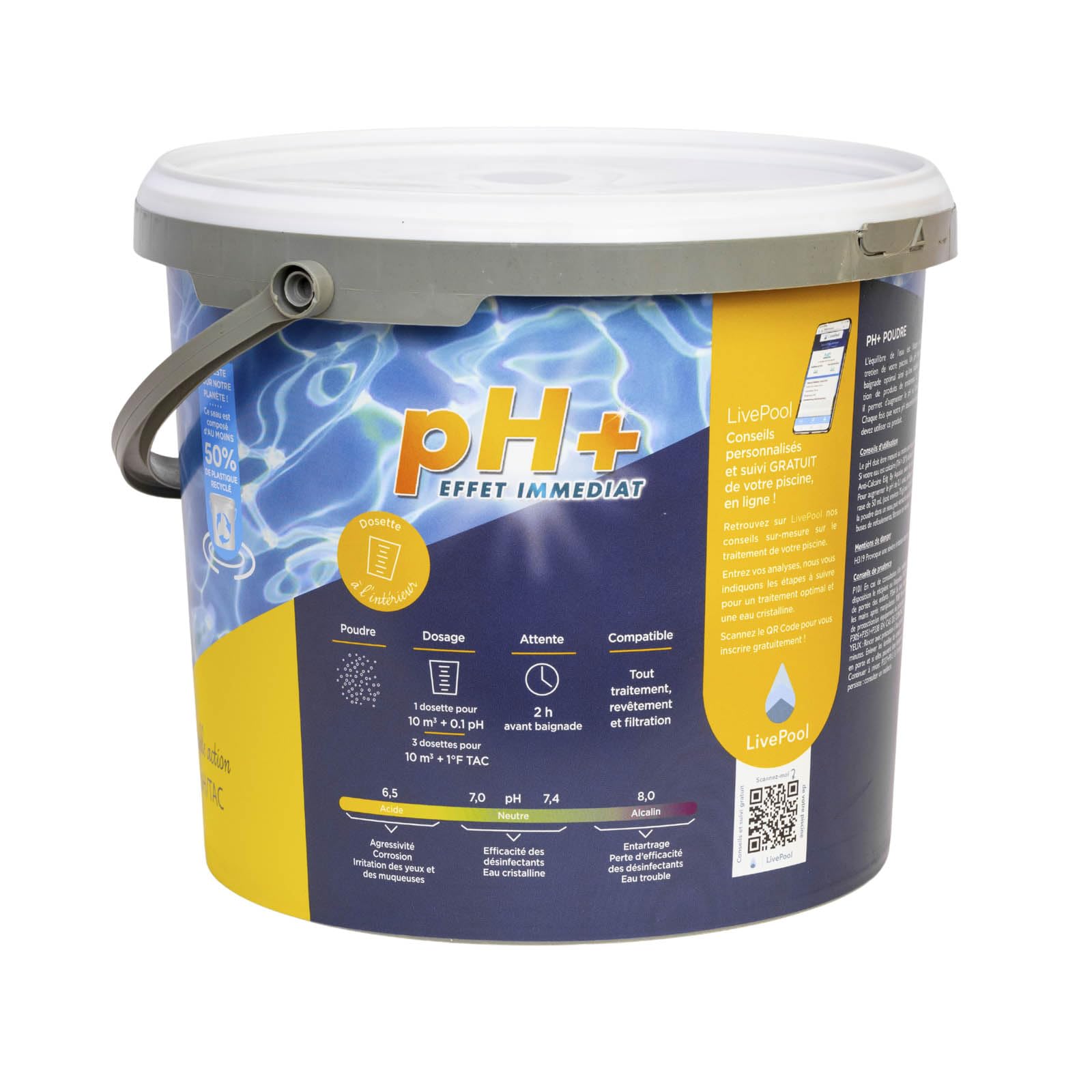 EDG - pH Plus Poudre Piscine - Correcteur pH Plus Piscine - Seau 5kg - Equilibre l'eau - Confort et Efficacité - Spécial Piscine et Spa