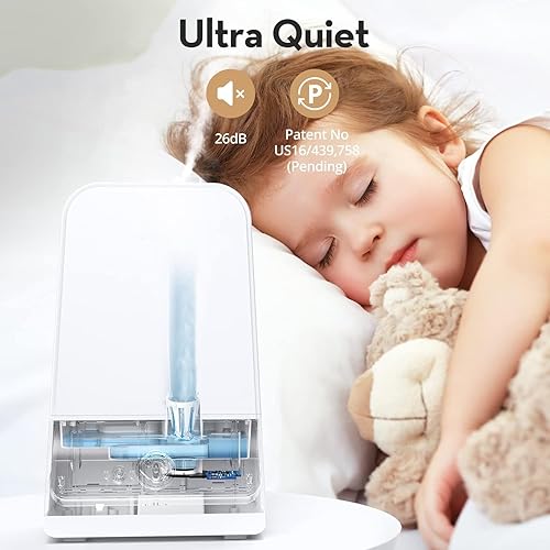 Miniatura 6 de Humidificadores para dormitorio, habitación grande, hogar, humidificadores de niebla fría de 6 litros para bebés y plantas, 20-60 horas de tiempo de