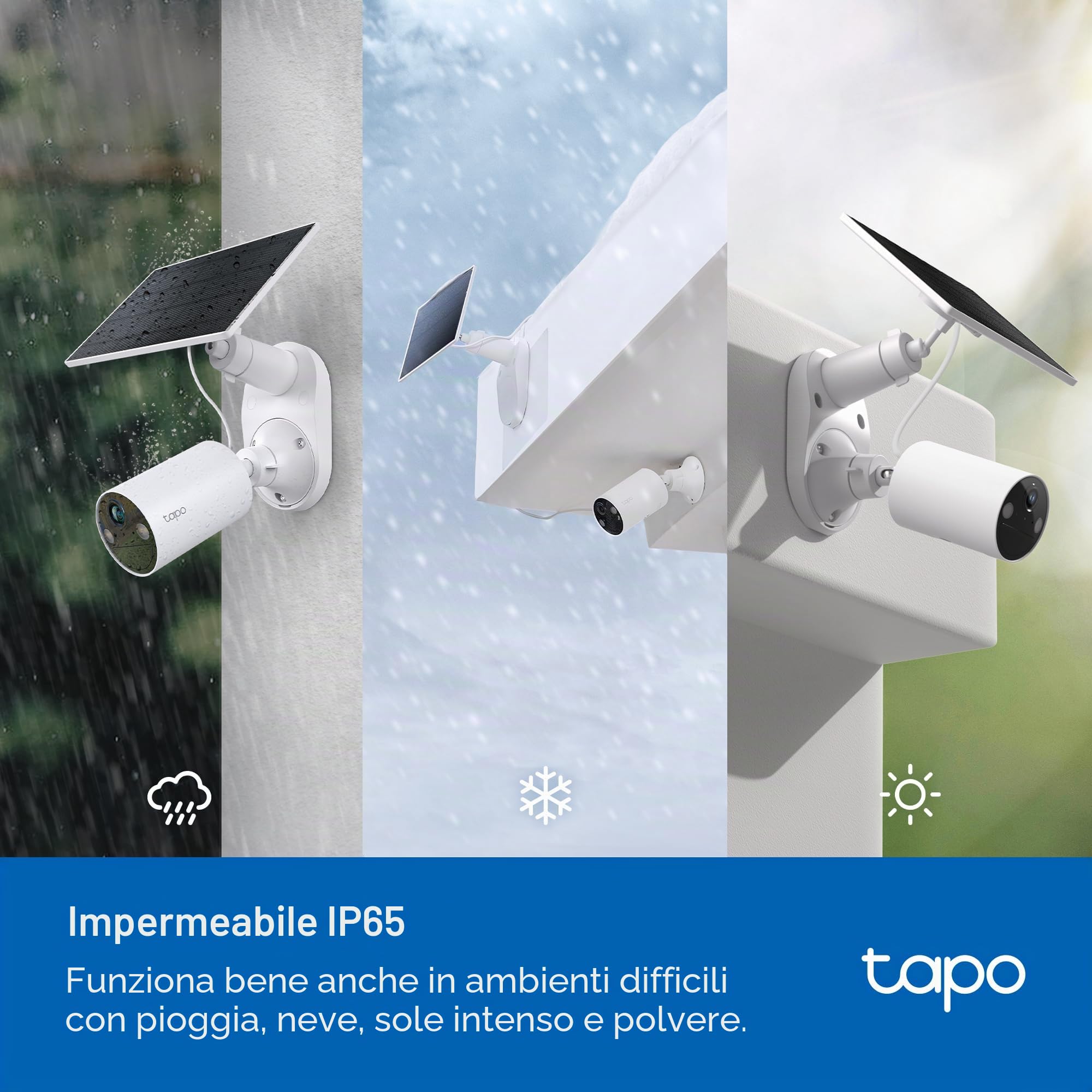 Tapo TC82 KIT 2K 3MP Telecamera di Sicurezza Solare a Batteria per Esterni, Senza Manutenzione, Visione Notturna a Colori, Telecamera per Esterni Senza Canone Mensile, Rilevamento Intelligente di