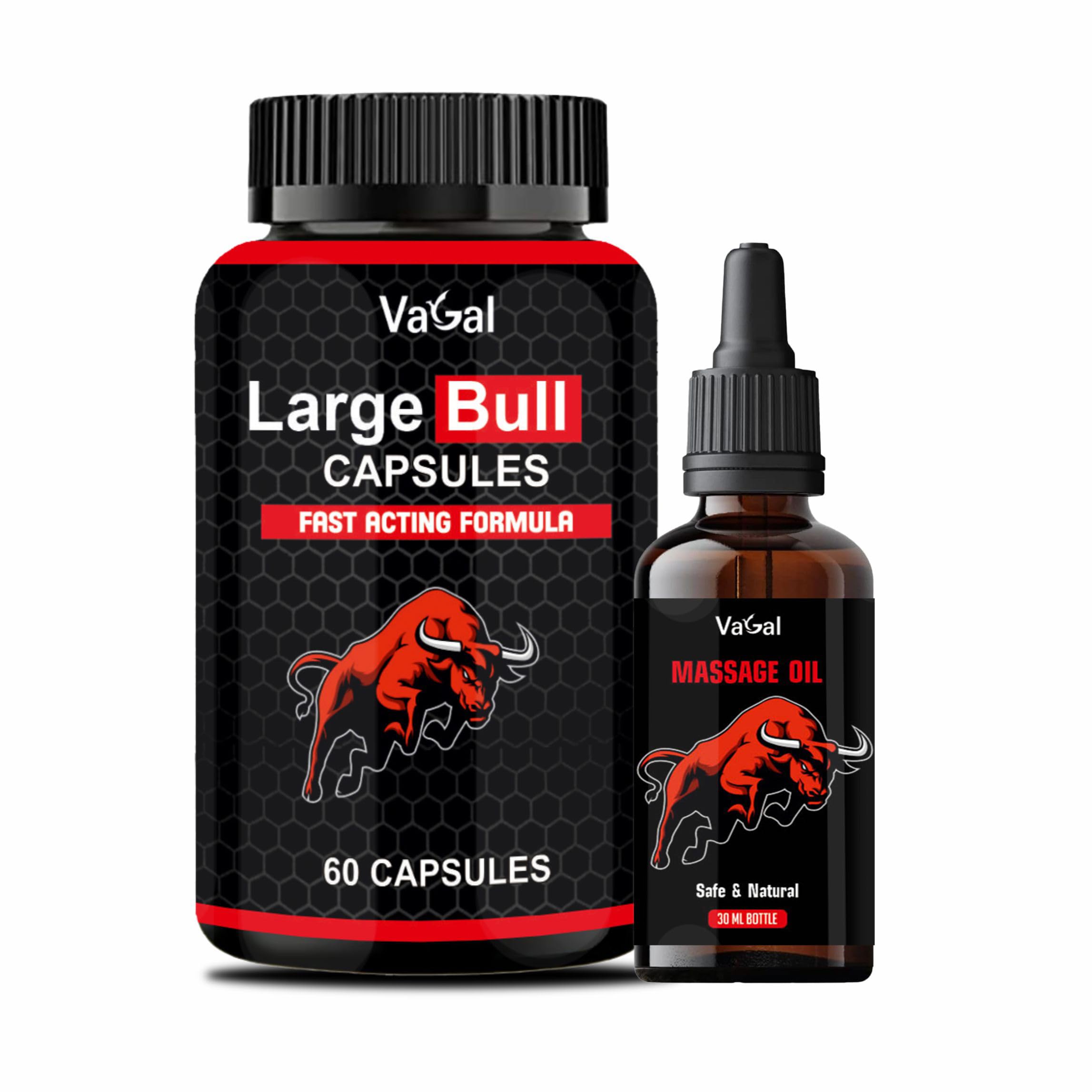 Big Bull Oil and Large Bull Capsules Combo for Men Large Bull Ayurvedic Capsules for Men | Big Bull Pure Ayurvedic Massage Oil for Men- 60 Capsules + 30ml Oil (30ML-60Capsules) (B0D7YV8GKY) Amazon Price History, Amazon Price Tracker