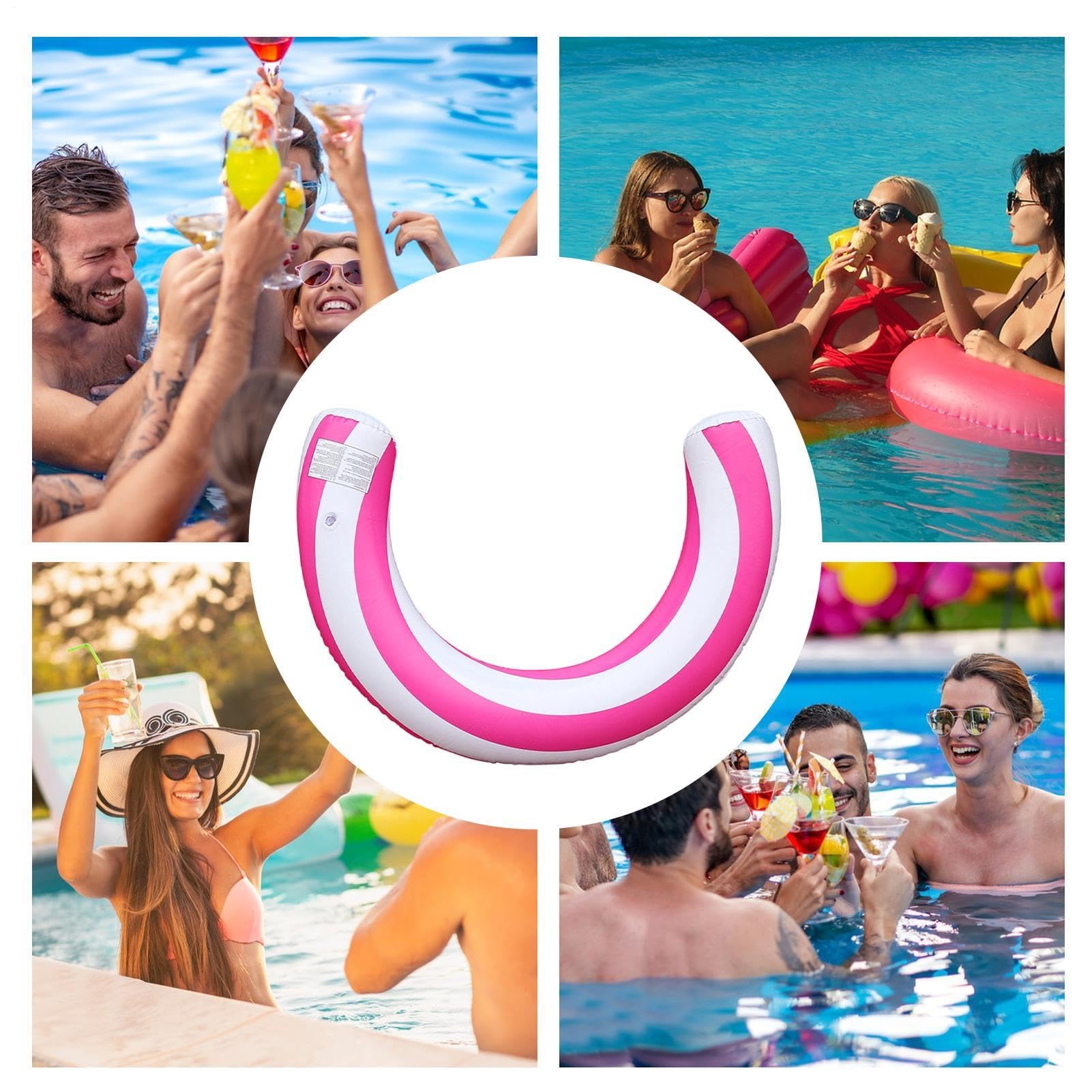 Flotteur pour Adultes en Forme de U, PVC, Frites de Piscine Gonflables Étancher, Motif Rayé