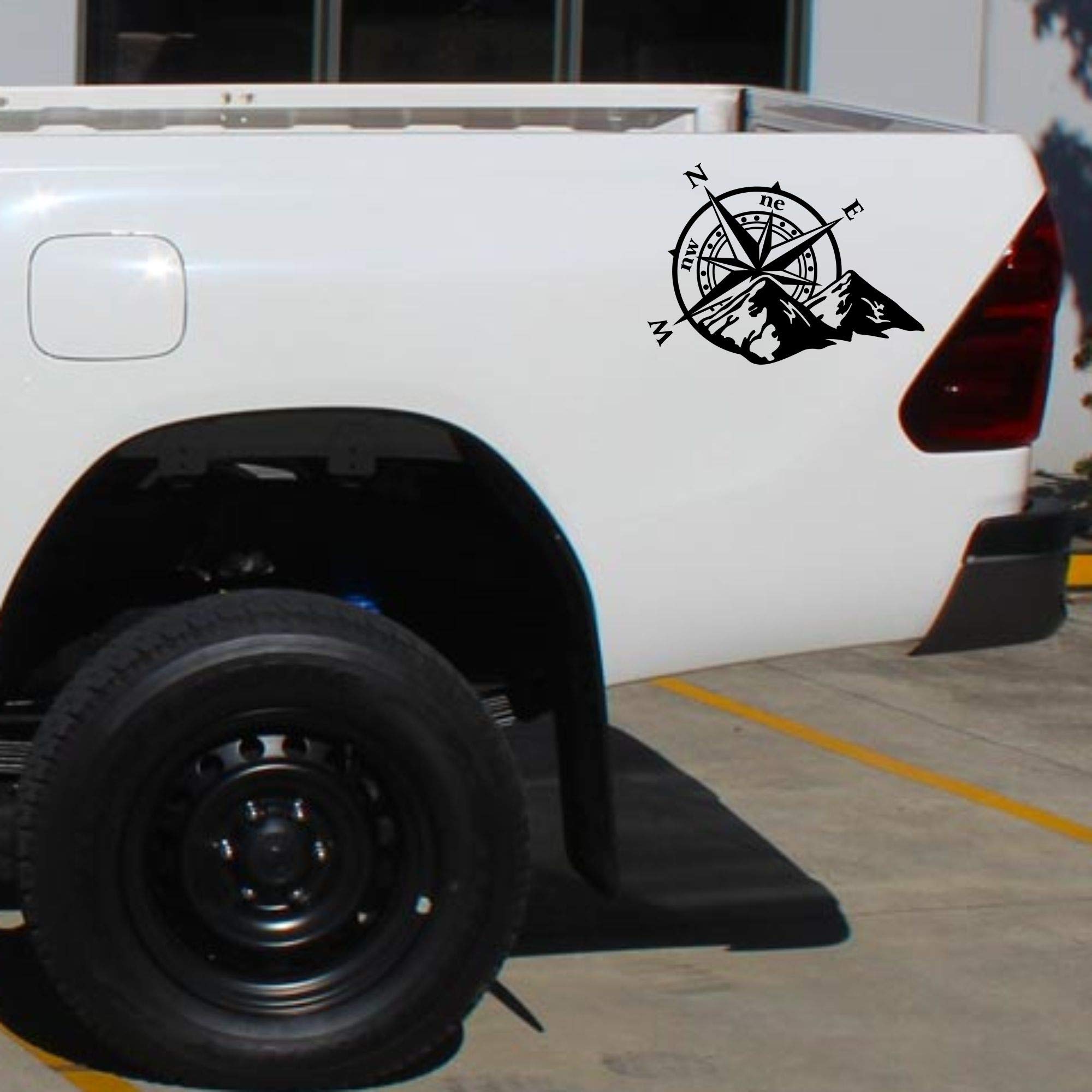2 Adesivi Off-Road Con Bussola E Rosa Dei Venti - Per SUV, Auto E Moto - Vinile Resistente Alle Intemperie