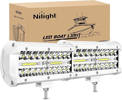 Nilight Luces de navegación LED marinas, 2 unidades, 6.5 pulgadas, combo de inundación de puntos blancos, ponton, barco, cubierta, muelle, para