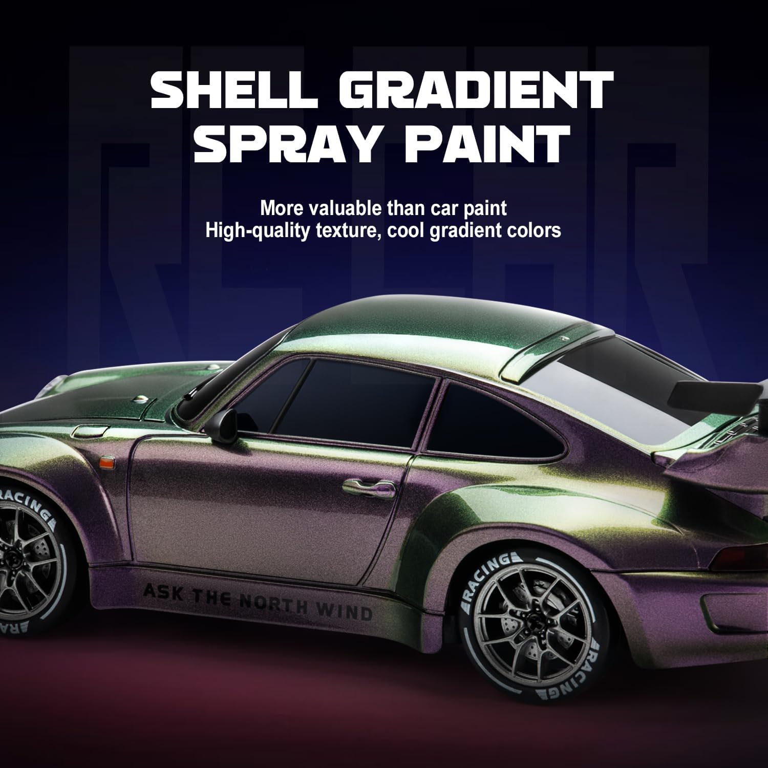 RC Drift Car, 1:24 Scale Remote Control Vehicle with LED Lights, 2.4GHz 20KM/H 4WD High Speed RC Cars, Drifting Tires＆Two Batteries. (Gradient-Purple)