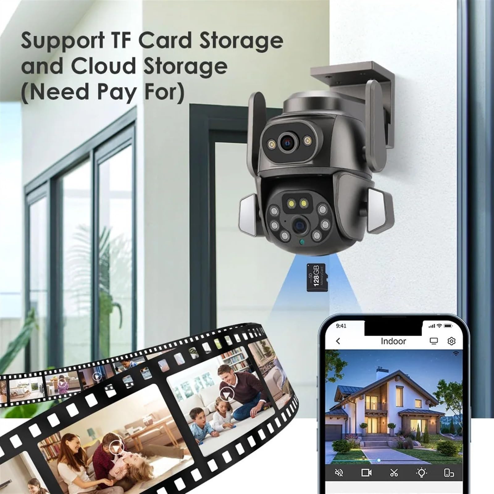 MF ArtSHOP Telecamera WiFi 4K 8MP PTZ Esterna – Doppia Lente, Audio Bidirezionale, Visione Notturna A Colori, IP66