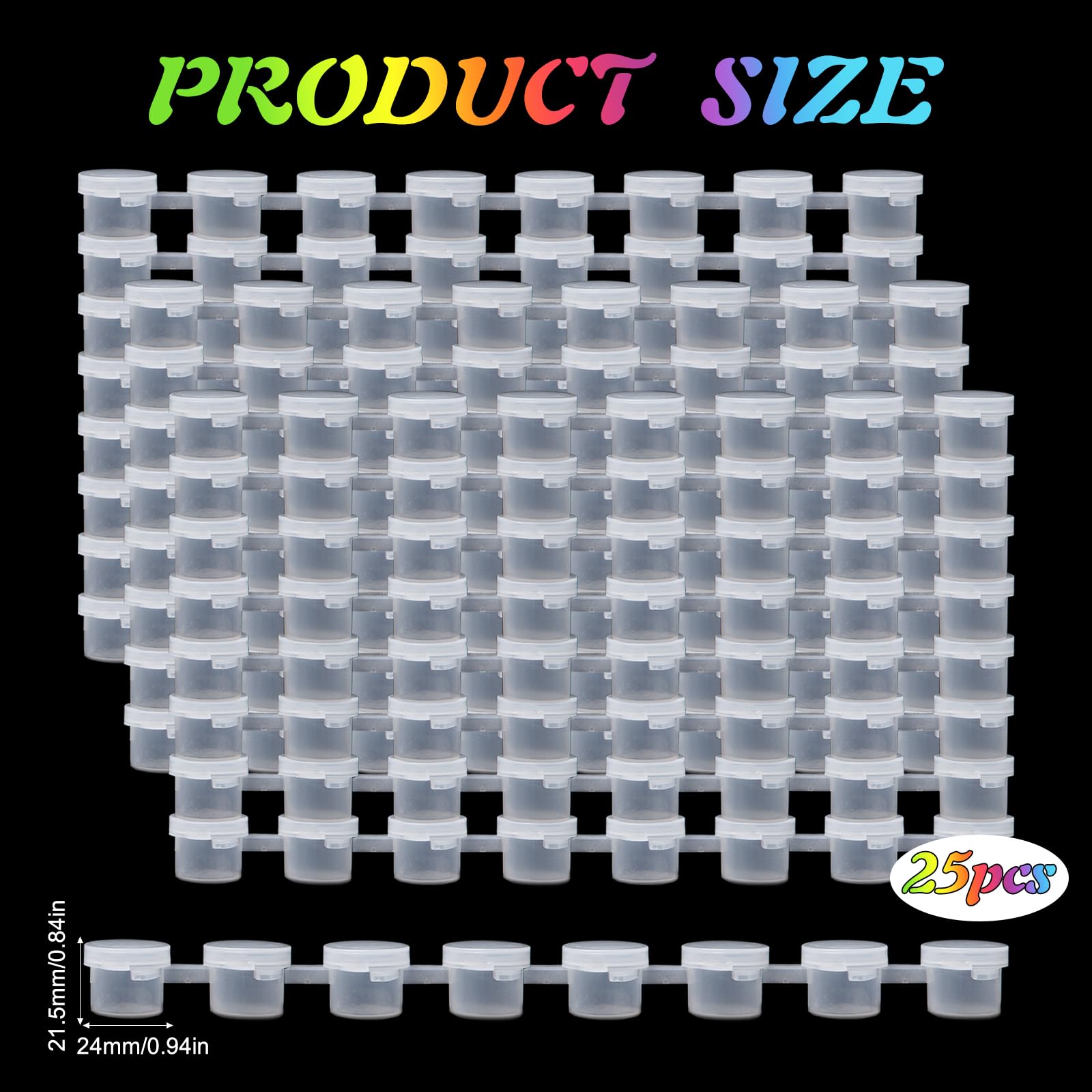 200 Vasi Strisce di Vernice Vuote 5ml 25 Strisce Mini Barattoli di Vernice con Coperchi Piccoli Contenitori per Pittura in Plastica Tazze di Vernice Vuoti per Scuole,Dipinti, Festival