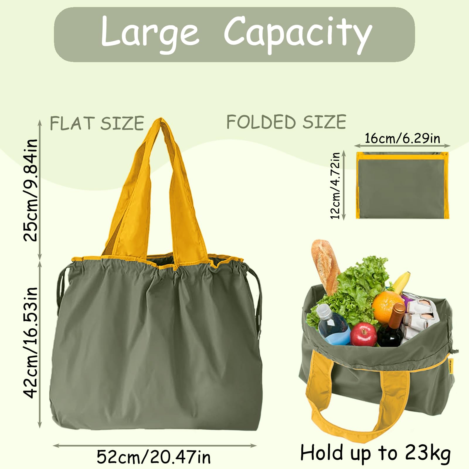 Einkaufstasche Faltbar Große Wiederverwendbare Einkaufsbeutel Waschbar Shopping Bag Tragetasche mit Kordelzug und Henkel Tragbare Einkaufstaschen für Einkaufen und Travel Outdoor Camping