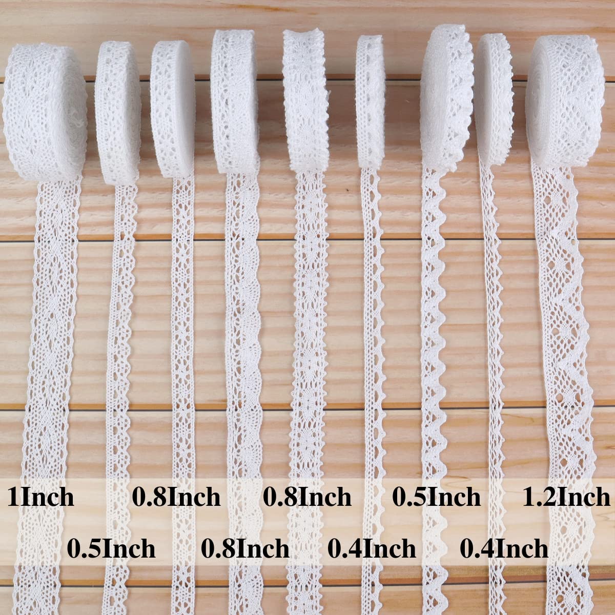 Nähen Spitzenborte, bestickte Applikation, Besätze, Stoff, Band, weiße Öse pro Yard, verschiedene gewellte Kanten, gehäkelte Dekoration zum Basteln, 27 Yard, 9 Stile je 3 Yard (Mix 2) (Farbe: W