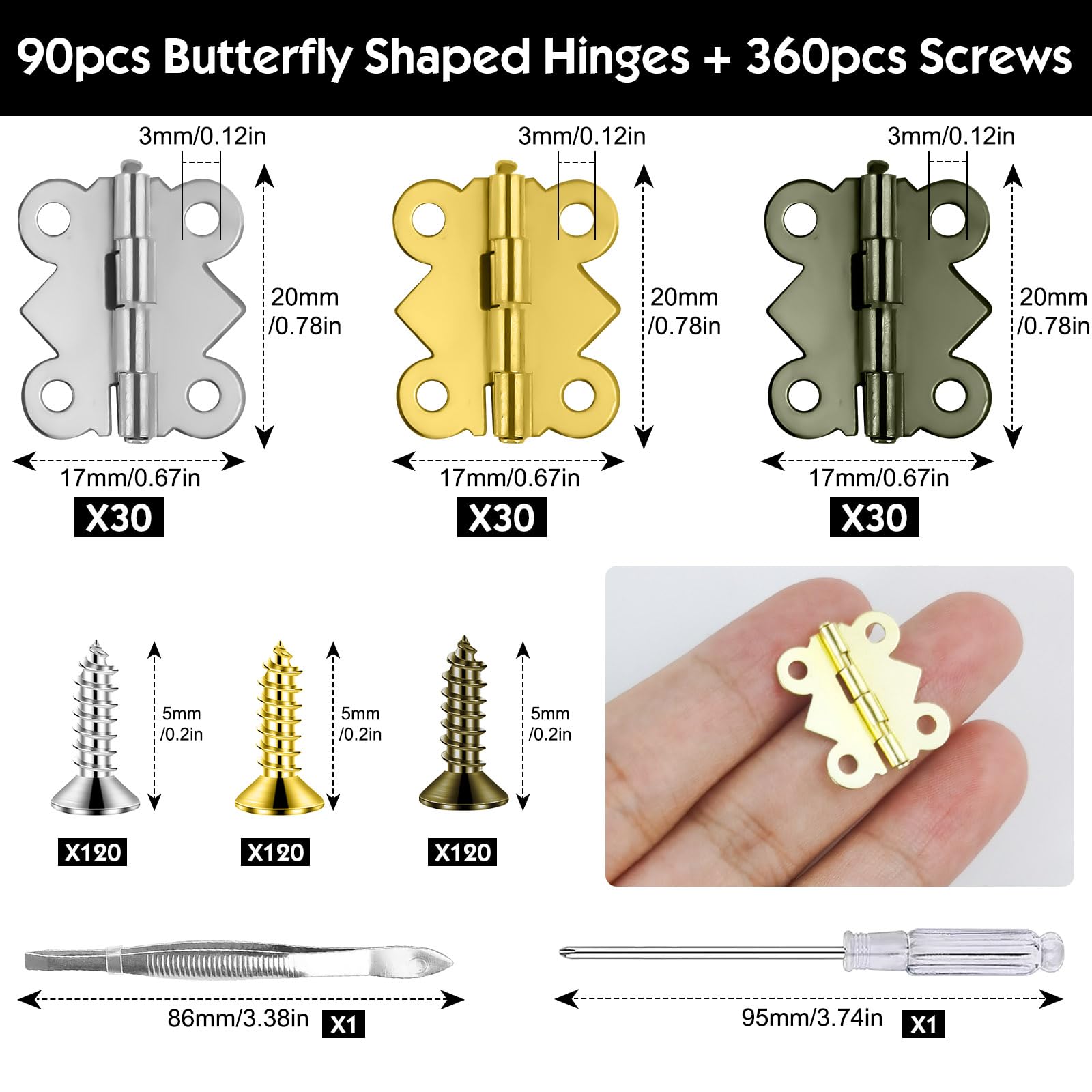 120 Cerniere Mini Per Legno Con Viti - 4 Colori, Per Modellismo E Fai Da Te - Foto 6