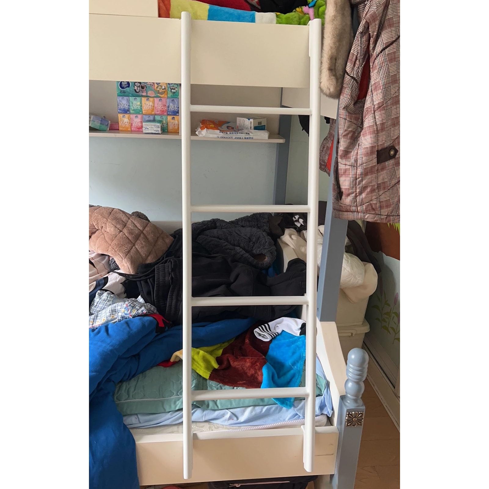 Genérico Escalera de Repuesto para litera, Solo la Escalera Universal con Gancho para altillo, Dormitorio, Caravana, Remolque, Escalera de peldaños para altillo, soporta hasta 150 kg, fácil