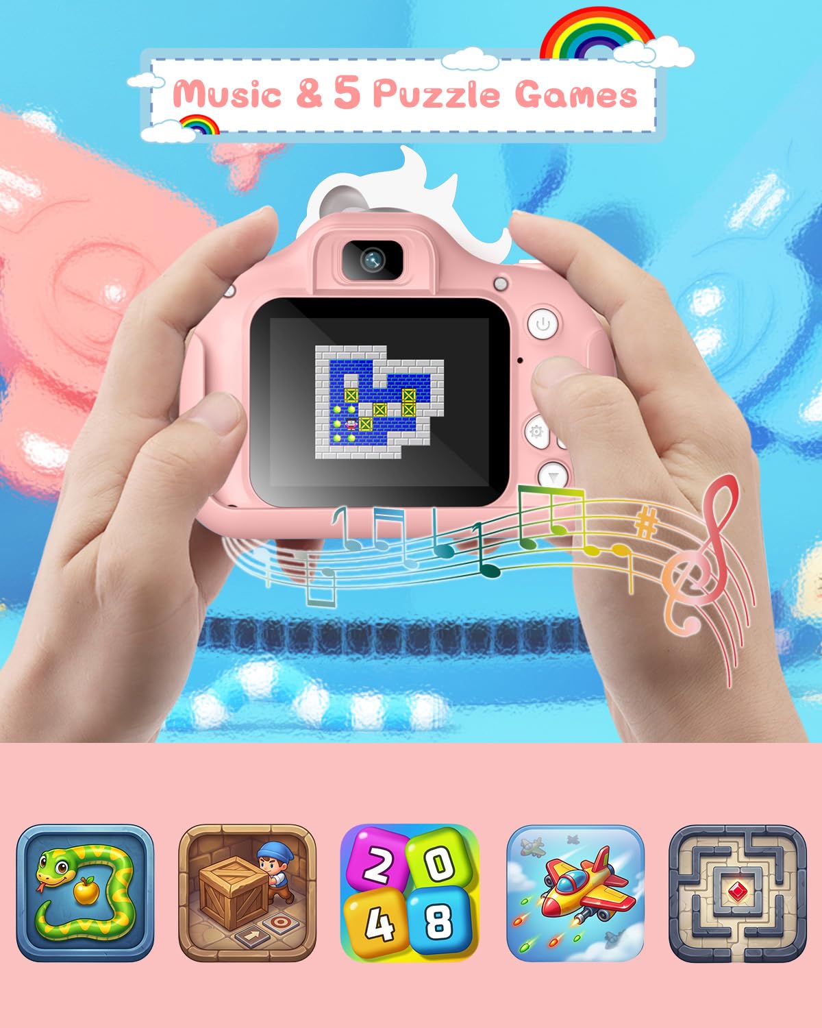 Gofunly Camara Fotos Infantil, 1080P HD Selfie Video Camara de Fotos para Niños, Cámara Fotos Niños Pantalla de 2,0" con una Tarjeta de 32GB, Niños y Niñas de Años Regalos de Cumpleaño