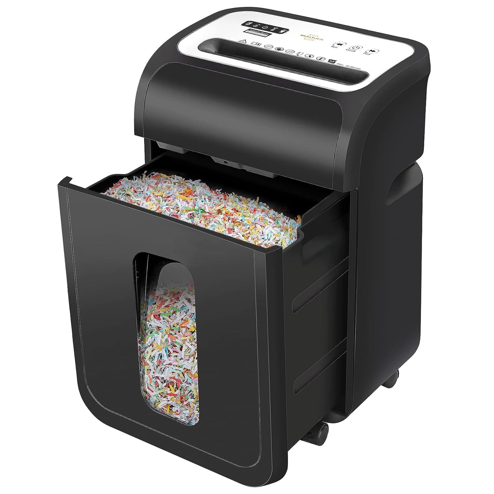 VidaTeco Aktenvernichter für Büro & Home Office – Papierschredder & Schredder mit 15 Blatt Kreuzschnitt P4, 60 Min Laufzeit, 20 Liter Papierkorb, 58dB leise