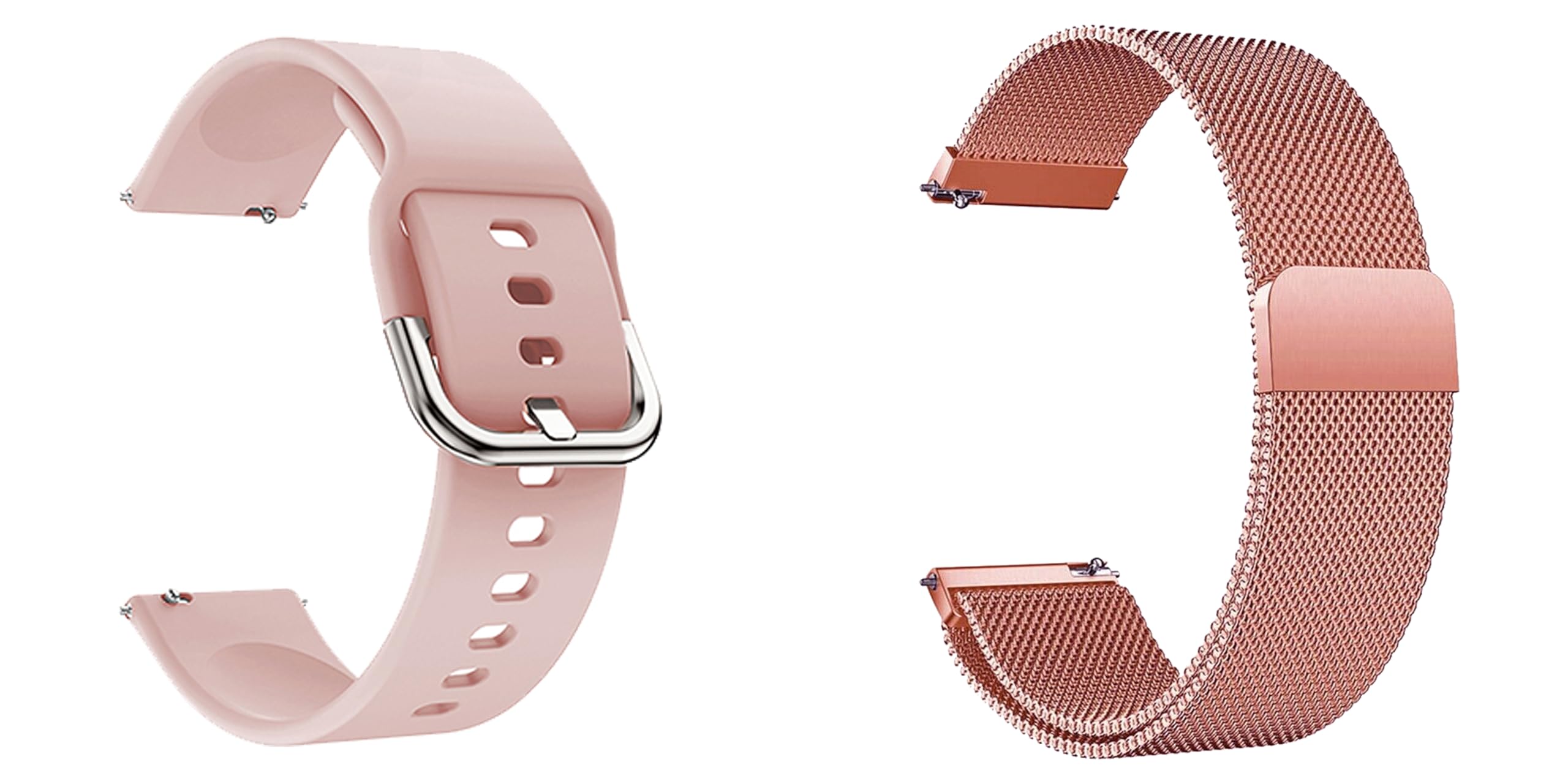 ACM Pack of 2 Watch Strap Silicone & Magnetic Belt 22mm compatible with Garmin Venu 2 Smartwatch Sports Hook with Metal Chain Band (Creame Pink/Rose Gold Pink)-image-31