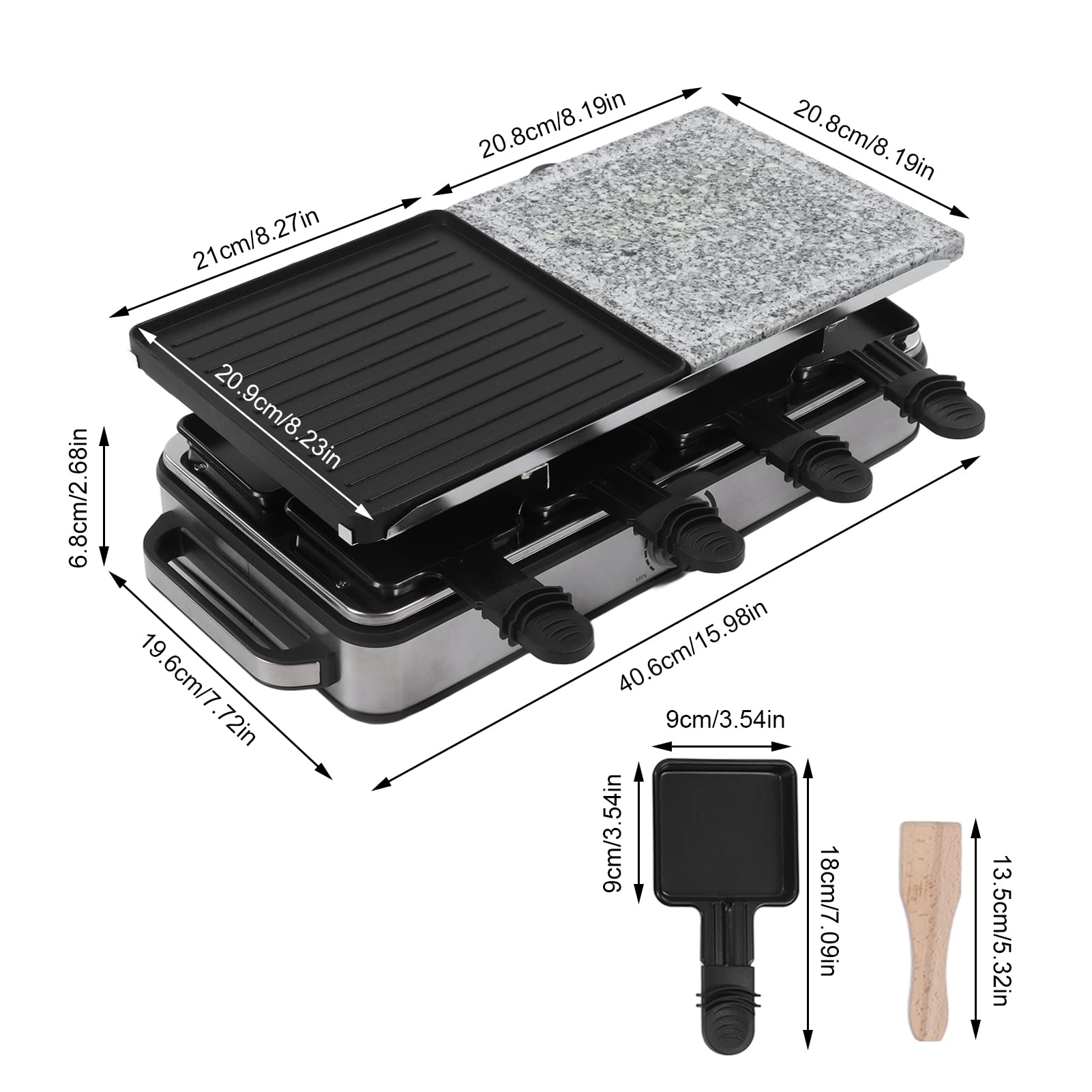 Parrilla Eléctrica Plancha de Barbacoa Antiadherente con Calentamiento Rápido para Uso en Interiores y Exteriores Superficie de Cocción 2 en 1 de Acero Inoxidable