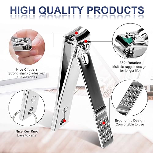 Miniatura 10 de Kit de manicura y pedicura para cortar uñas, tijeras Vibrissac de 5 piezas, las mejores herramientas de cuidado para hombres y mujeres con estuche