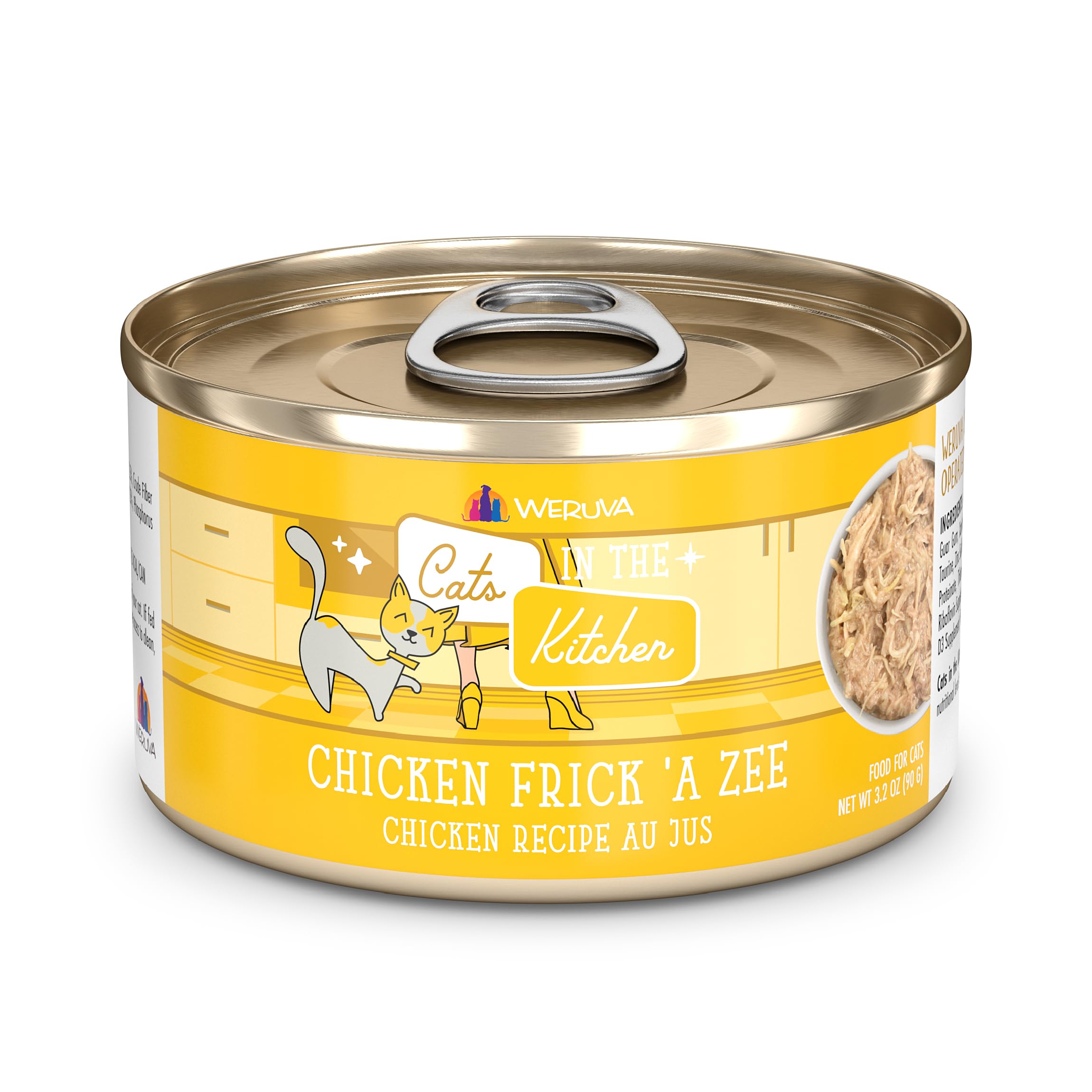 WeruvaCats in The Kitchen, Chicken Frick 'A Zee with Chicken Au Jus Cat Food, 3.2oz Can (Pack of 24)