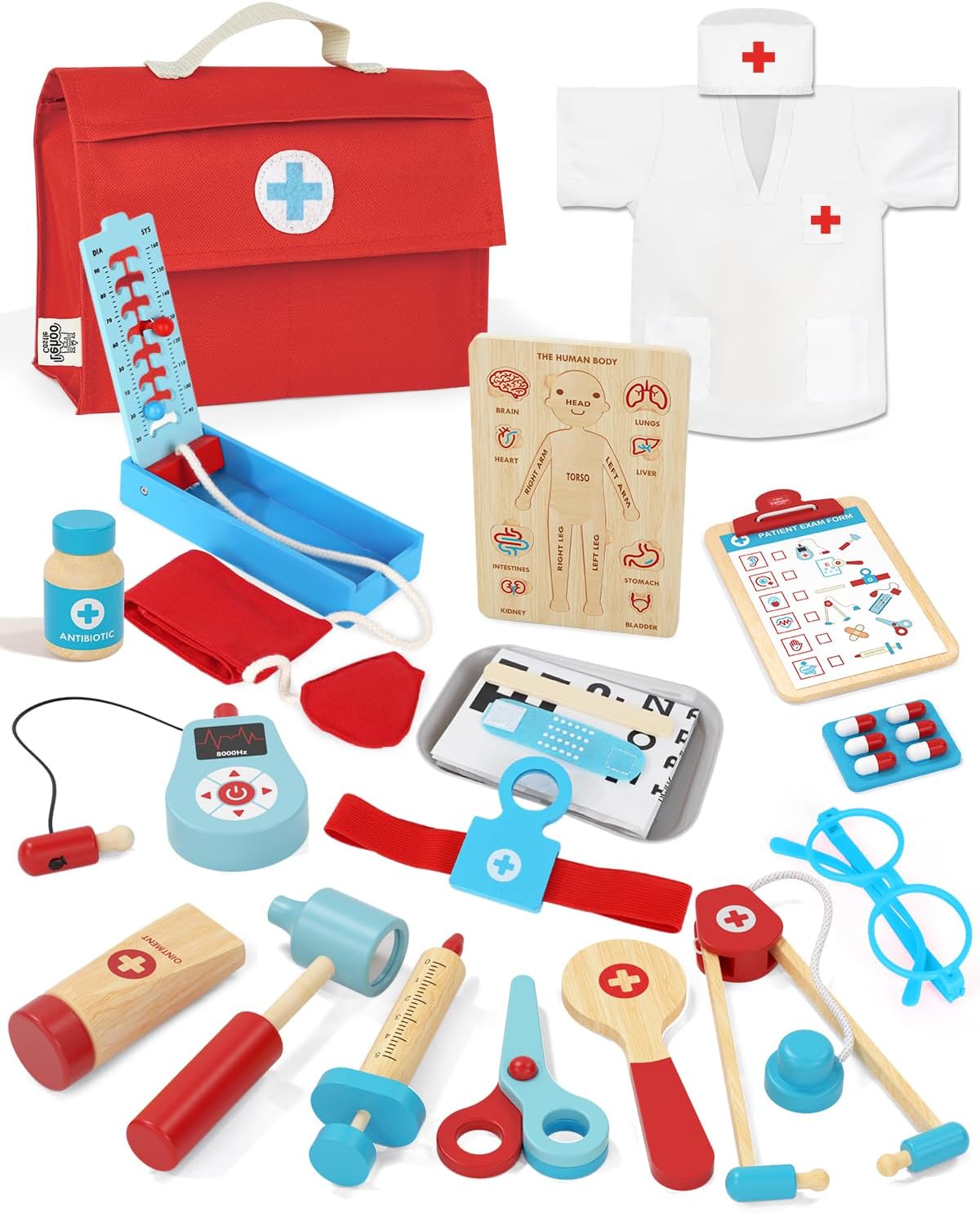 Lehoo Castle Doctors Set for Kids, Toys for 3 Year Old Boys, Wooden