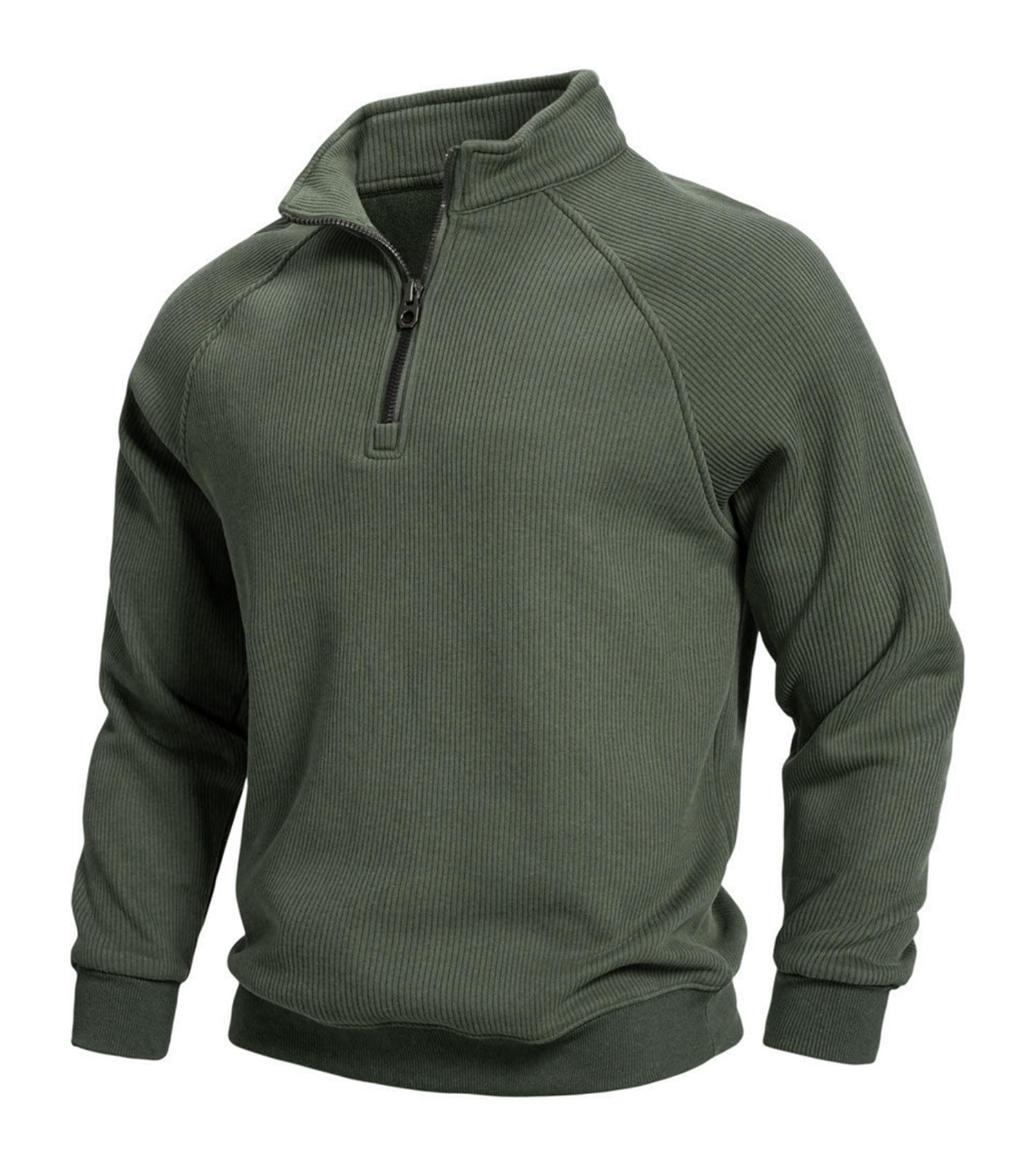 VEVESMUNDO Jersey para hombre, cuello alto, forro cálido, sudadera de punto, jersey de invierno, cuello alto con cremallera en cuartos