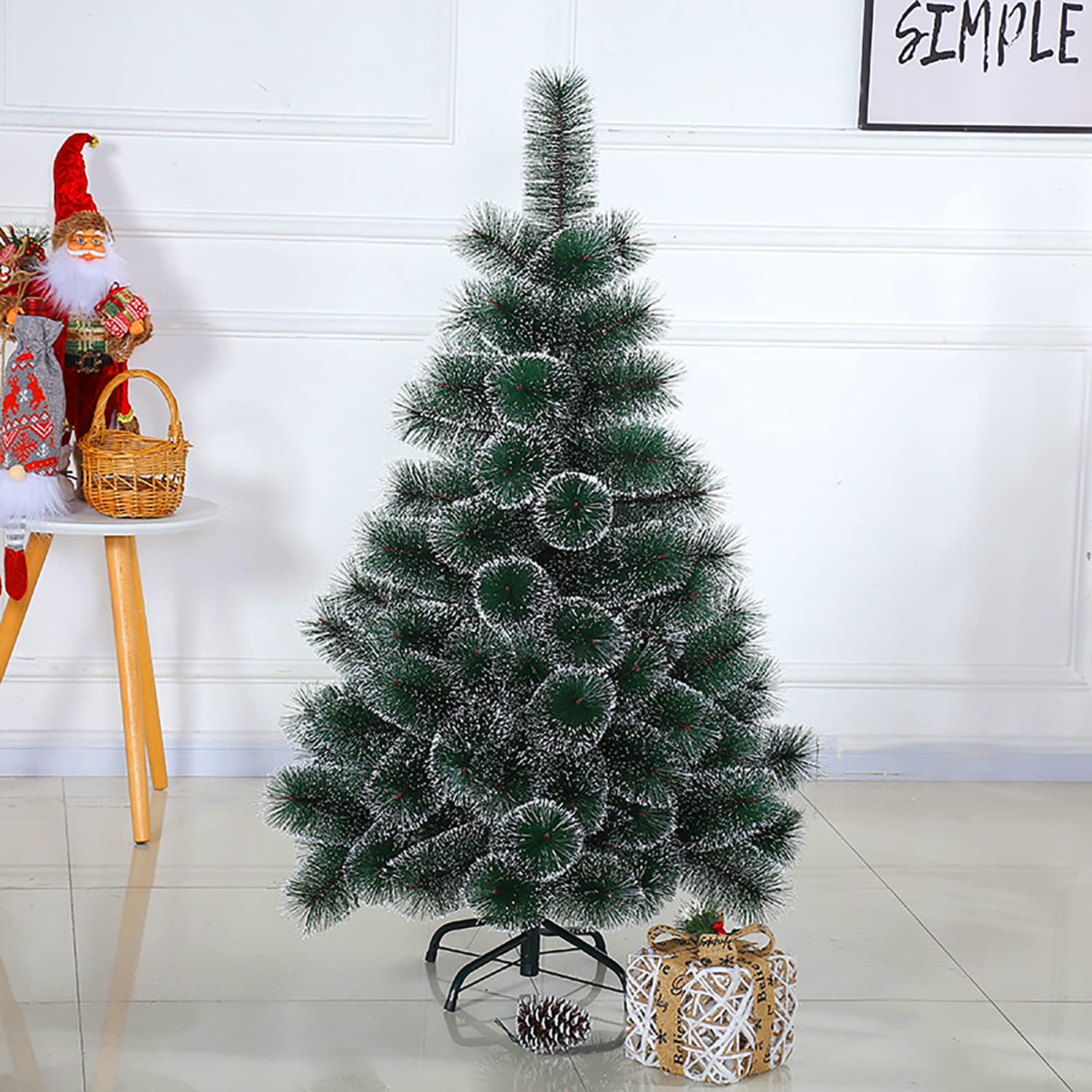 GREATOYAR Árbol de Navidad, Árbol de Navidad Artificial, Material PVC Aguja de Pino, Hogar Salón Oficina, Decoración para Navidad, con Soporte de Metálico, Fácil Montaje, Altura 180cm, Pino con Nieve