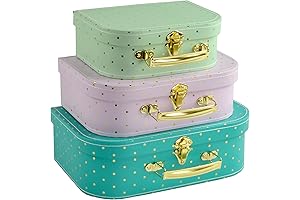 3-Pack Storage Paperboard Suitcases for Barbie Doll Clothes Storage