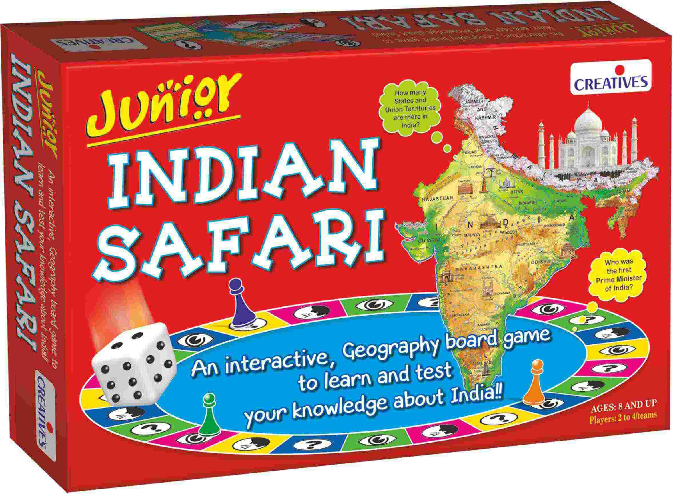 Creative Educational Aids Indian Safari Junior|Geography,Map Reading Board Game|Family Board Game|Knowledge About Physical,Economic&Cultural Aspects Of India|Educational Games For Kids 8&Up (B09XHWTF7D) Amazon Price History, Amazon Price Tracker