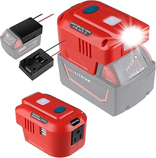 150W Powered Inverter Generator for Milwaukee 18V M18 Battery with Power Wheels Adaptor AC110V-120V&150W&2-USB&DC18V，Powered Inverter Generator for Camping, Hiking, Traveling
